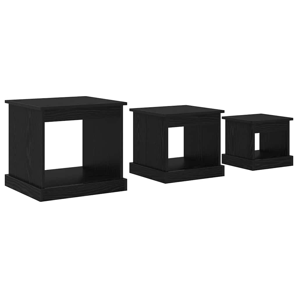Sofabord 3 stk. Sort eg 48 x 45 x 45 cm Konstrueret træ