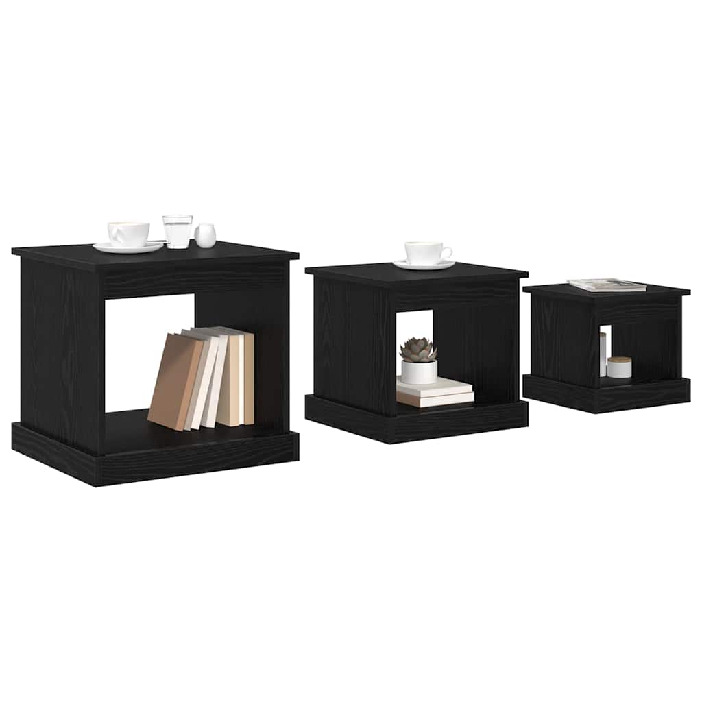 Sofabord 3 stk. Sort eg 48 x 45 x 45 cm Konstrueret træ