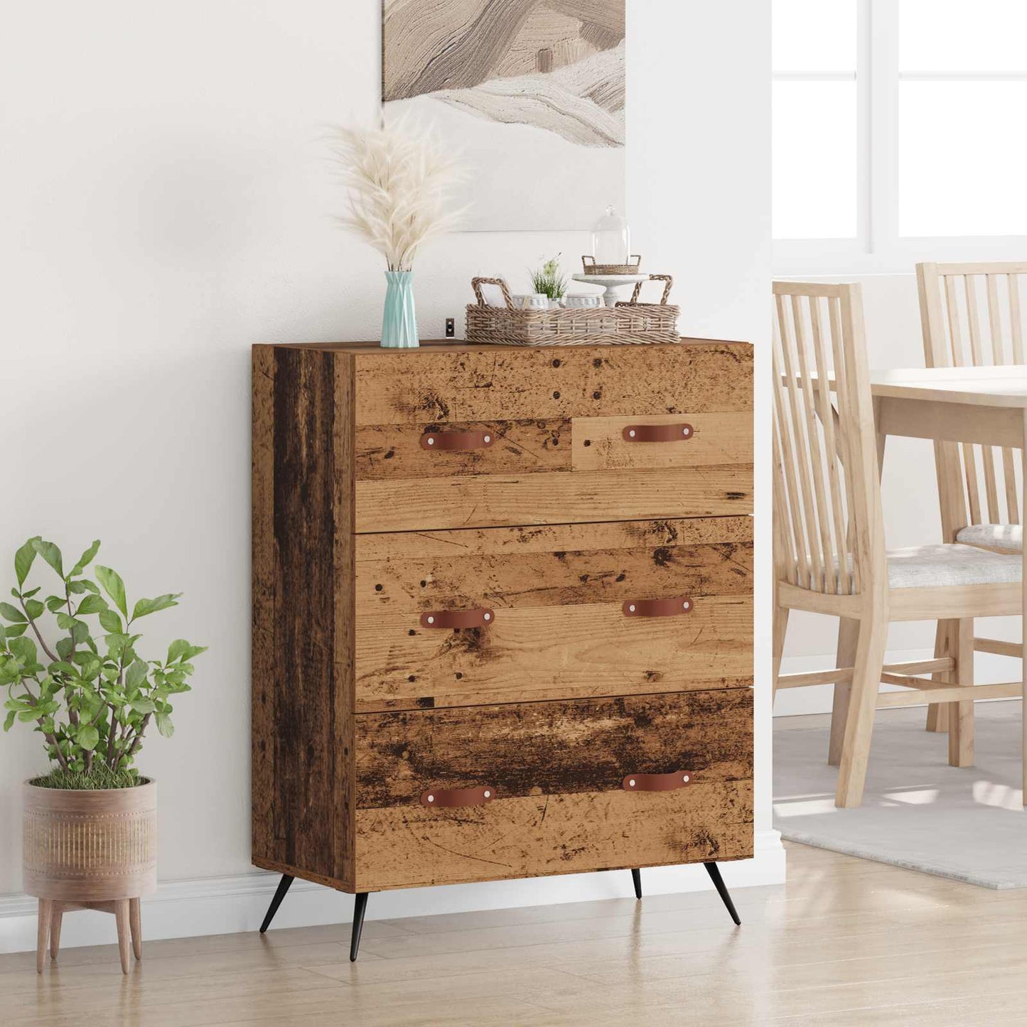 Skuffeskab Gammelt træ 69,5 x 34 x 90 cm Konstrueret træ