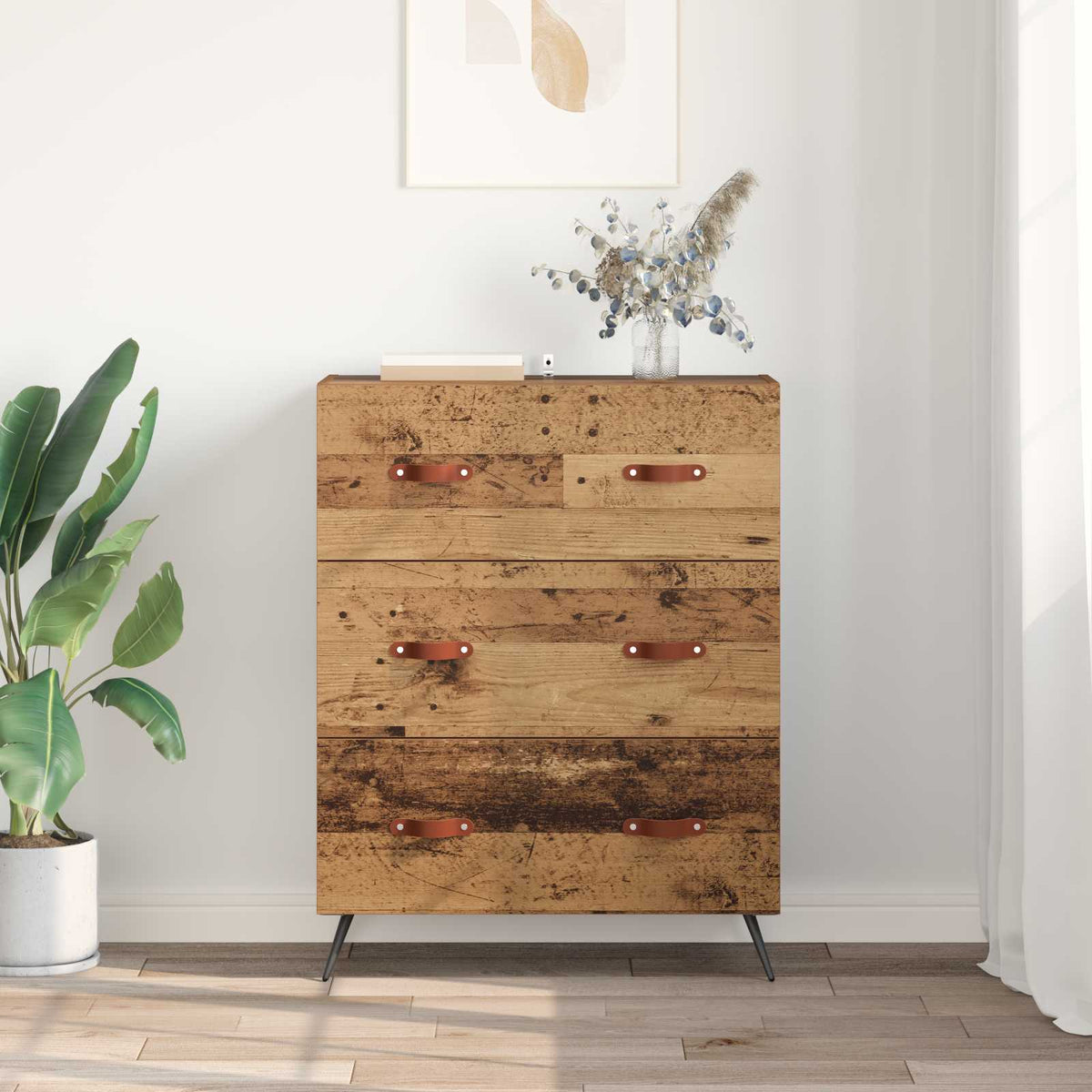 Skuffeskab Gammelt træ 69,5 x 34 x 90 cm Konstrueret træ