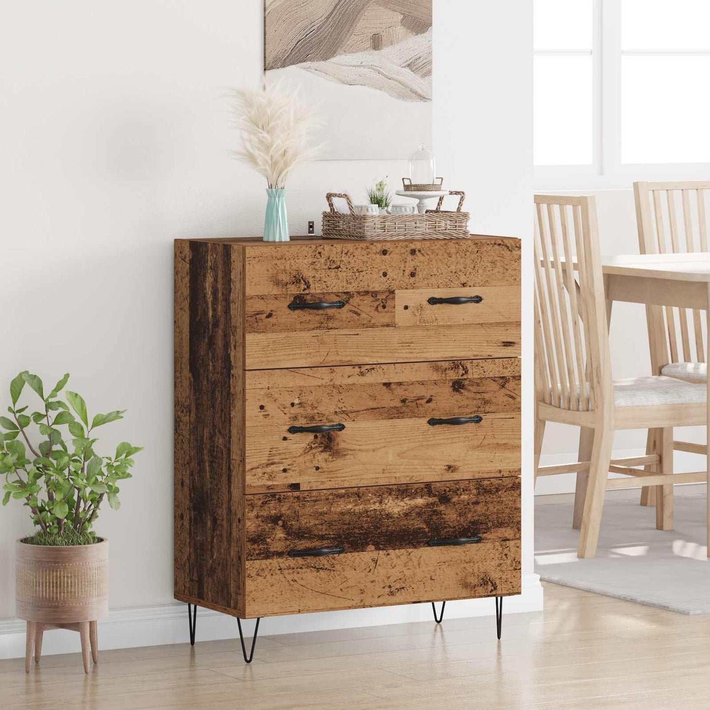 Sideboard Gammelt træ 69,5 x 34 x 90 cm Ingeniørt træ og jern