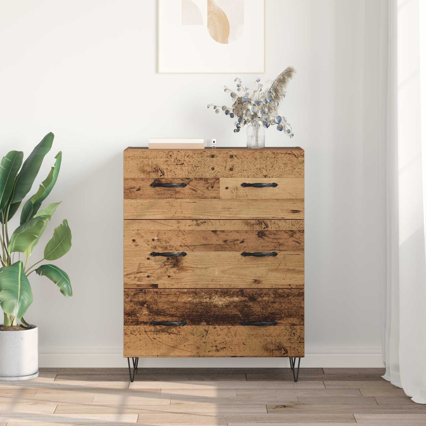 Sideboard Gammelt træ 69,5 x 34 x 90 cm Ingeniørt træ og jern