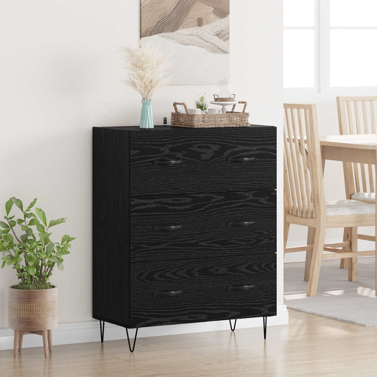 Sideboard Sort eg 69,5 x 34 x 90 cm Ingeniørt træ og jern