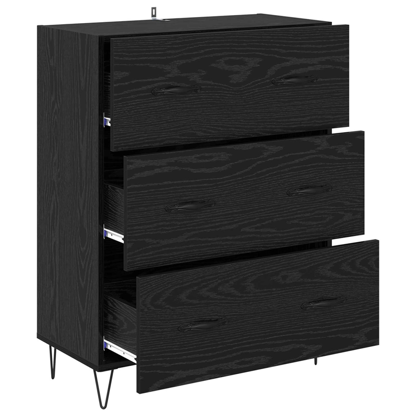 Sideboard Sort eg 69,5 x 34 x 90 cm Ingeniørt træ og jern