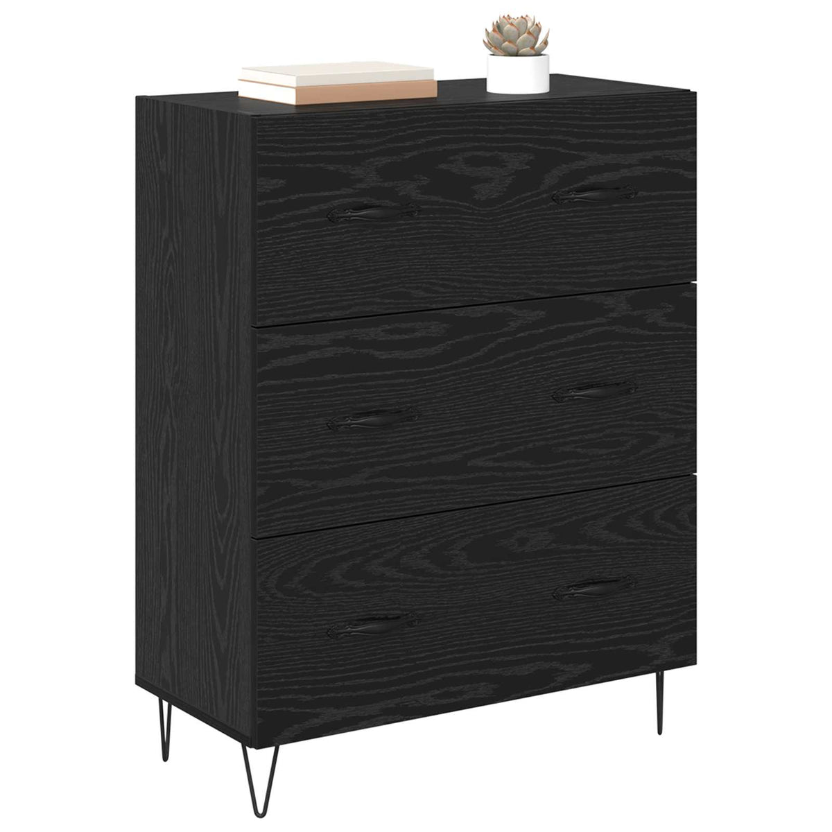 Sideboard Sort eg 69,5 x 34 x 90 cm Ingeniørt træ og jern