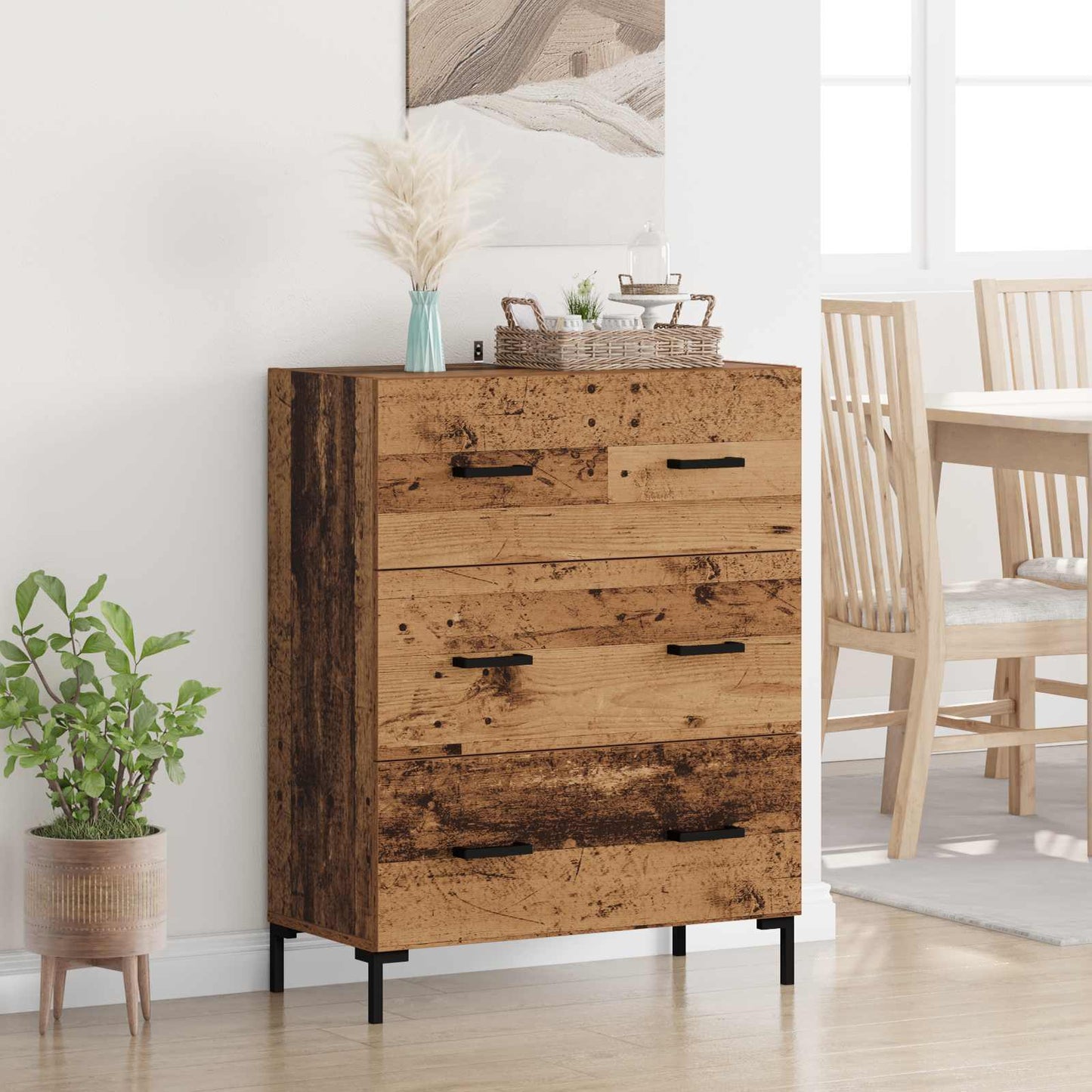Sideboard Gammelt træ 69,5 x 34 x 90 cm Ingeniørt træ og jern