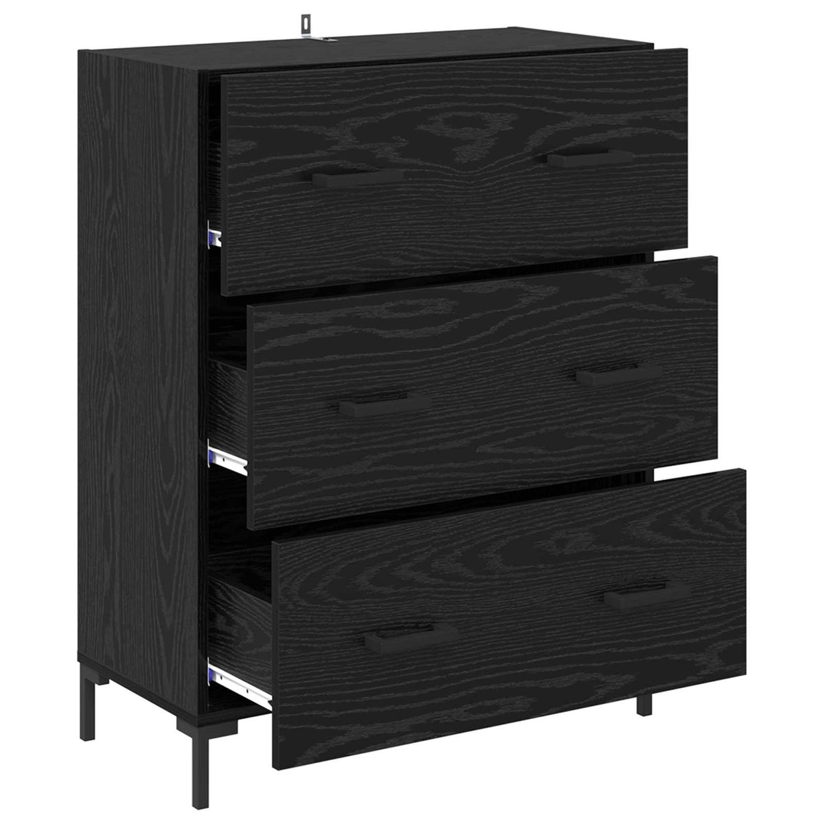 Sideboard Sort eg 69,5 x 34 x 90 cm Ingeniørt træ og jern