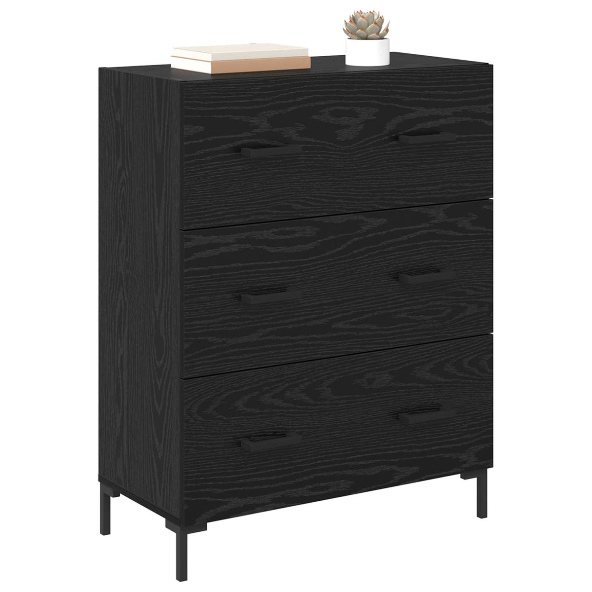 Sideboard Sort eg 69,5 x 34 x 90 cm Ingeniørt træ og jern