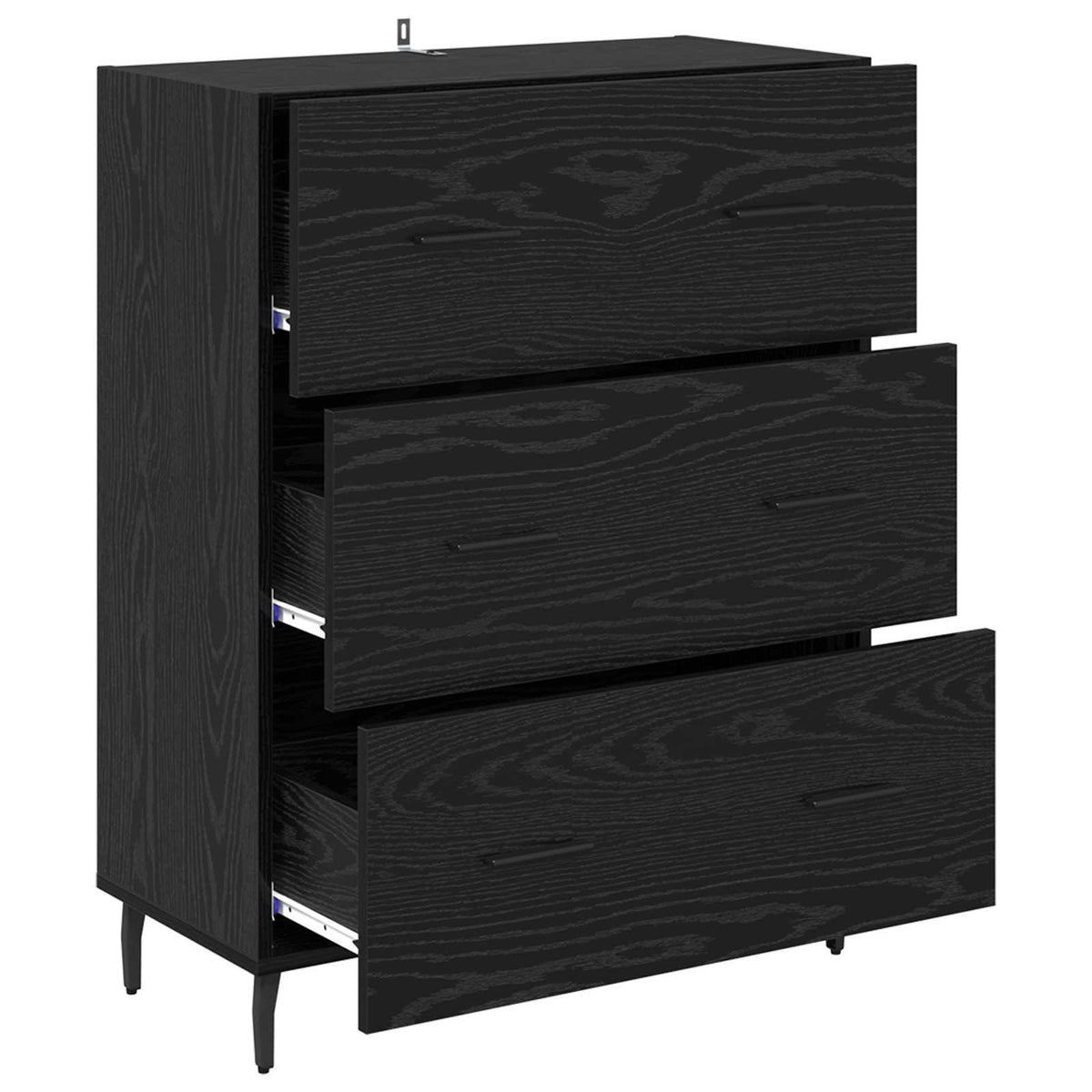 Sideboard Sort eg 69,5 x 34 x 90 cm Ingeniørt træ og jern