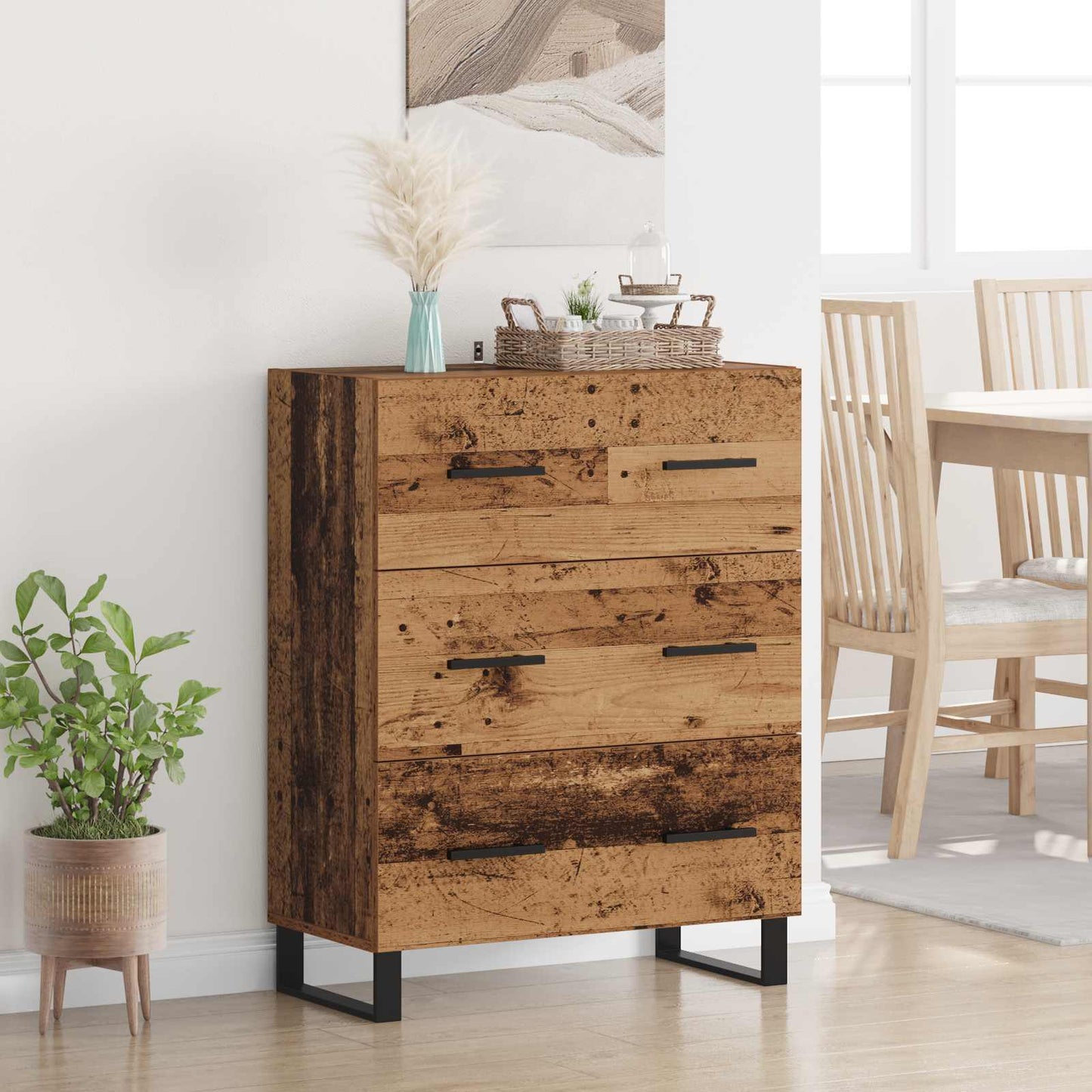 Sideboard Gammelt træ 69,5 x 34 x 90 cm Ingeniørt træ og jern