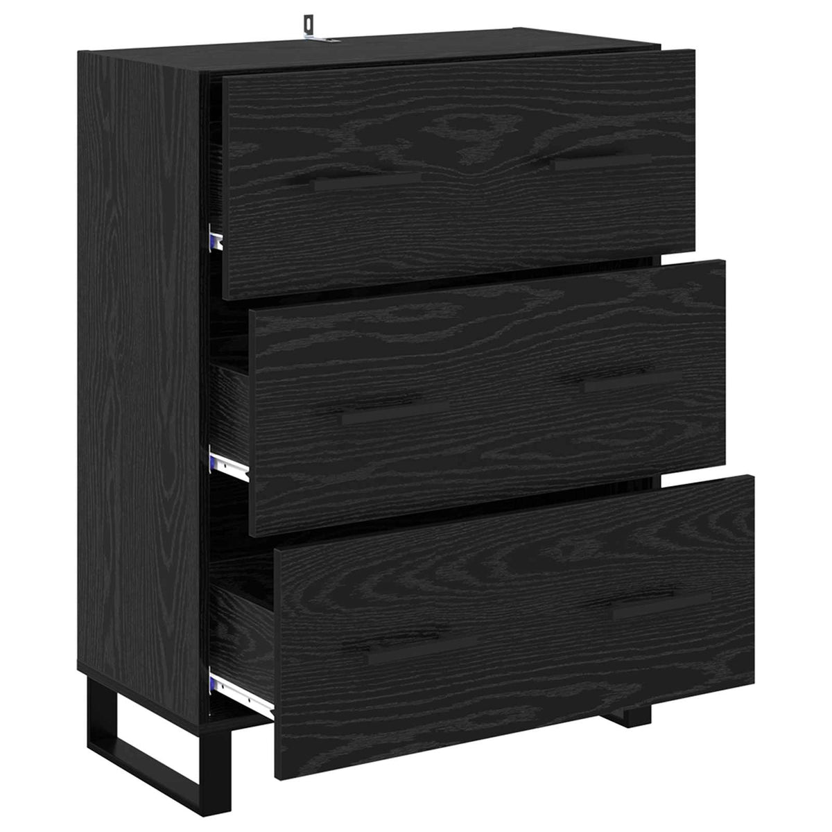 Sideboard Sort eg 69,5 x 34 x 90 cm Ingeniørt træ og jern