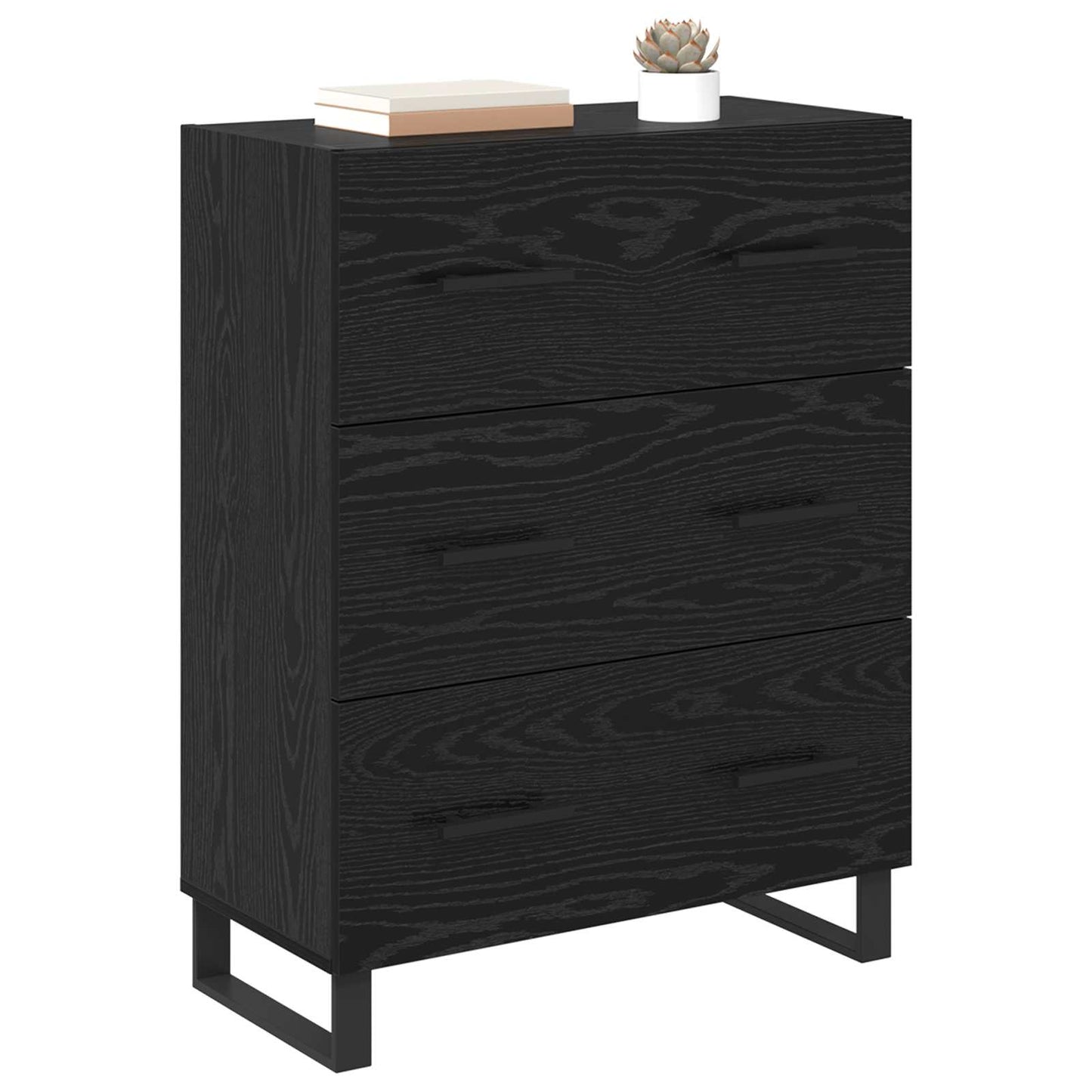 Sideboard Sort eg 69,5 x 34 x 90 cm Ingeniørt træ og jern