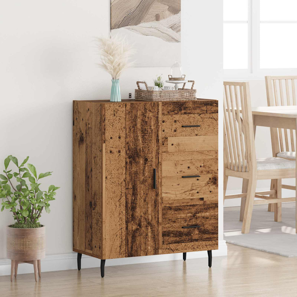 Sideboard Gammelt træ 69,5 x 34 x 90 cm Ingeniørt træ og jern