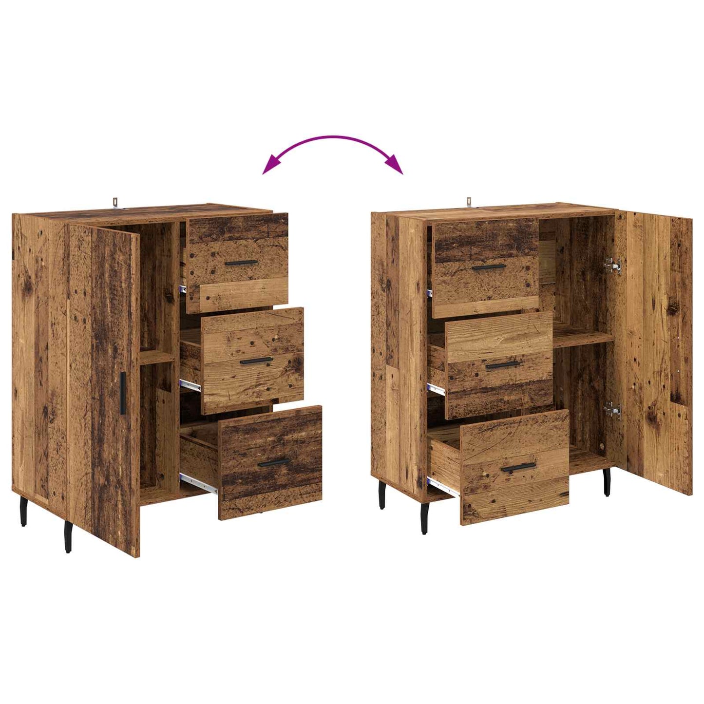 Sideboard Gammelt træ 69,5 x 34 x 90 cm Ingeniørt træ og jern
