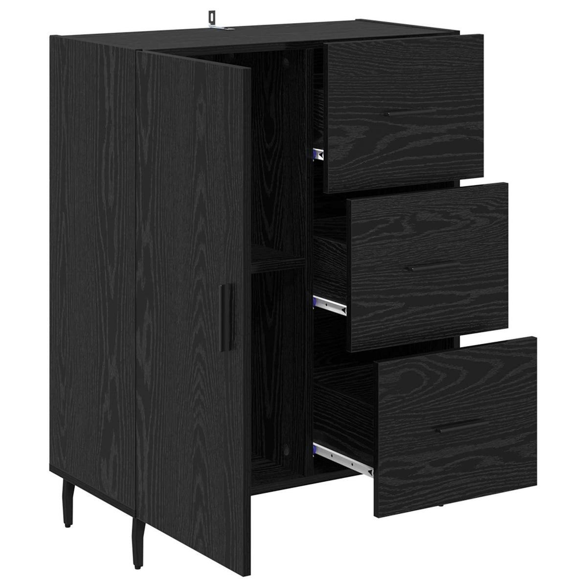Sideboard Sort eg 69,5 x 34 x 90 cm Ingeniørt træ og jern