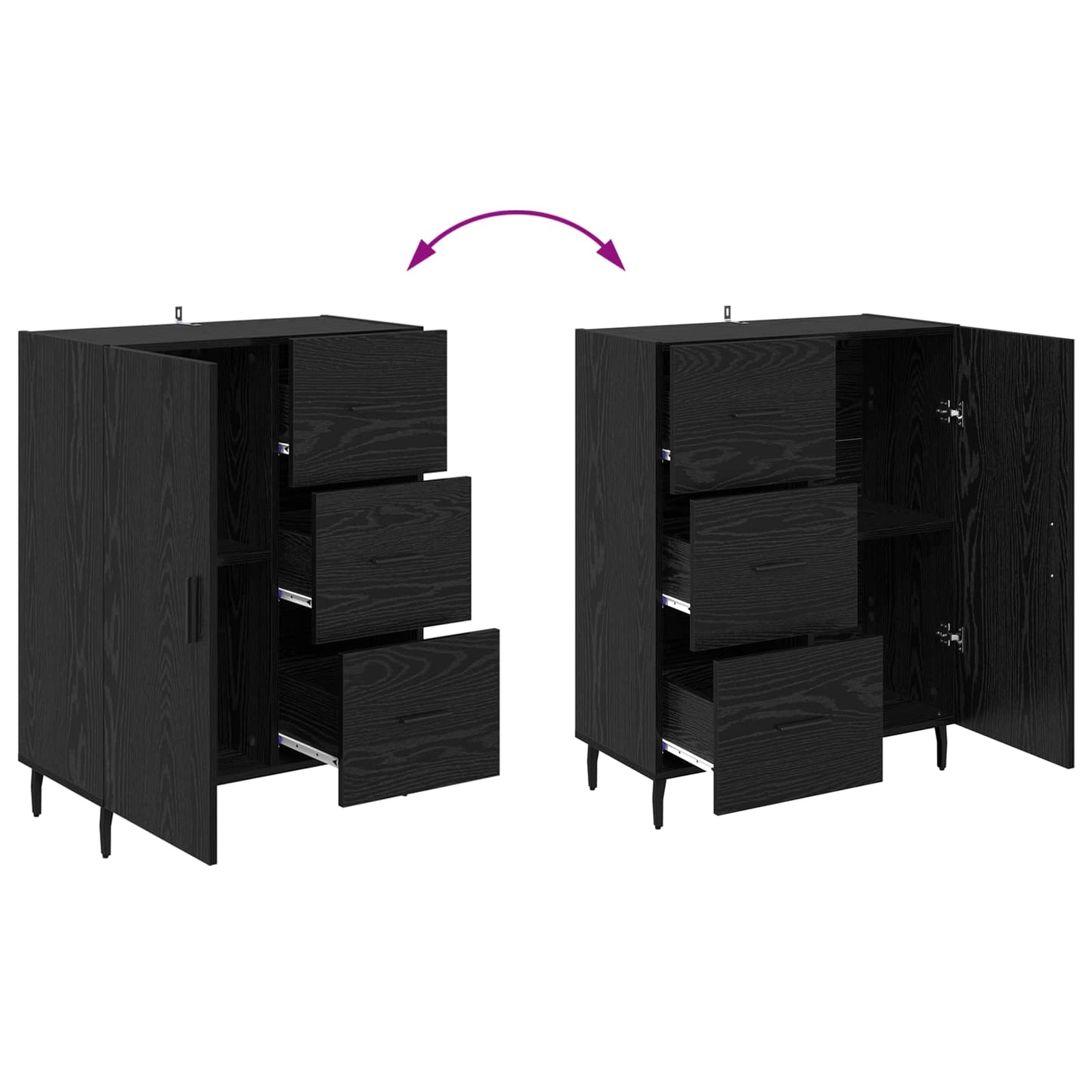 Sideboard Sort eg 69,5 x 34 x 90 cm Ingeniørt træ og jern