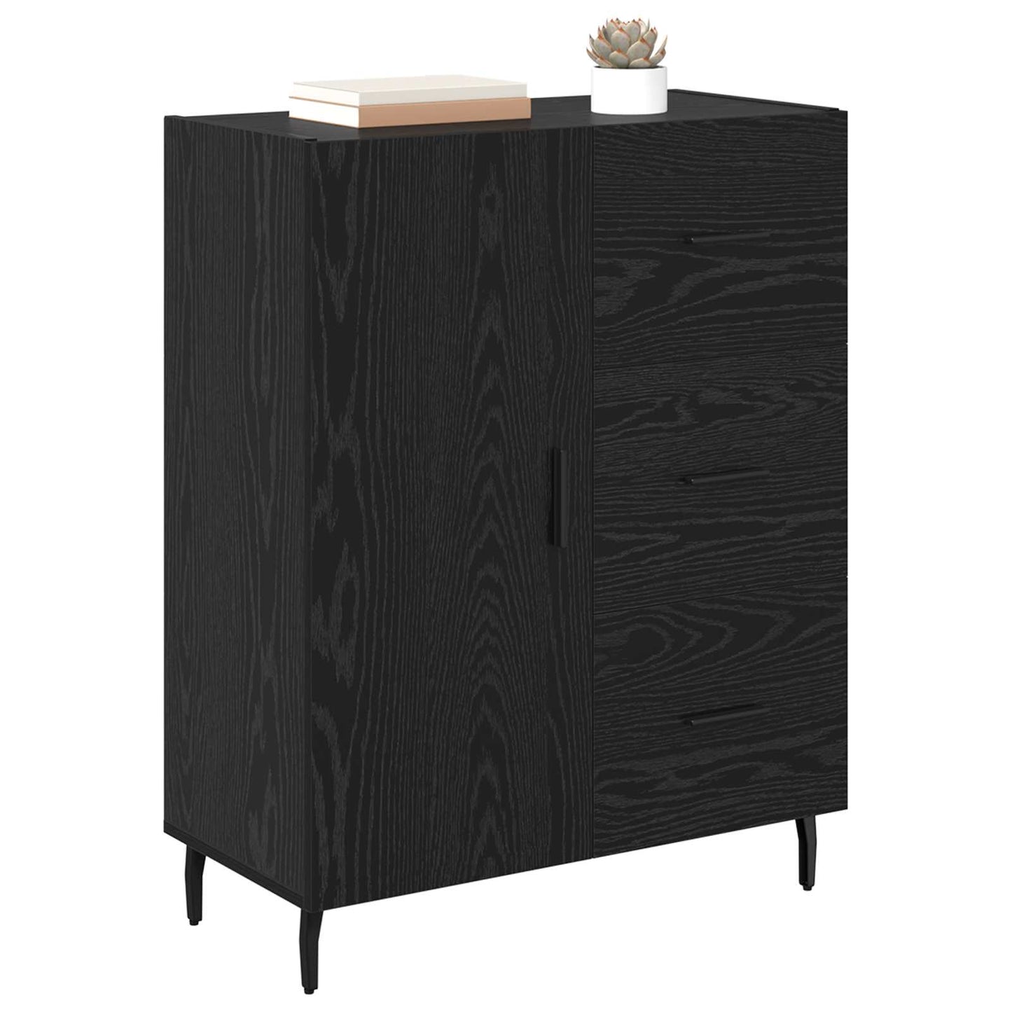 Sideboard Sort eg 69,5 x 34 x 90 cm Ingeniørt træ og jern