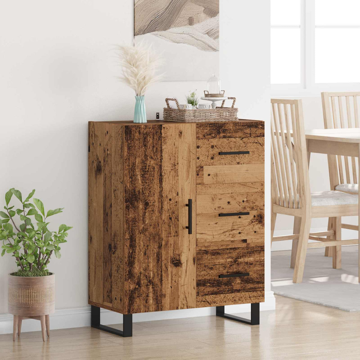 Sideboard Gammelt træ 69,5 x 34 x 90 cm Ingeniørt træ og jern