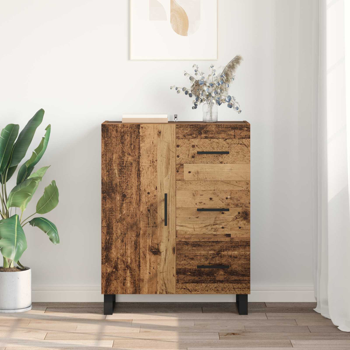 Sideboard Gammelt træ 69,5 x 34 x 90 cm Ingeniørt træ og jern