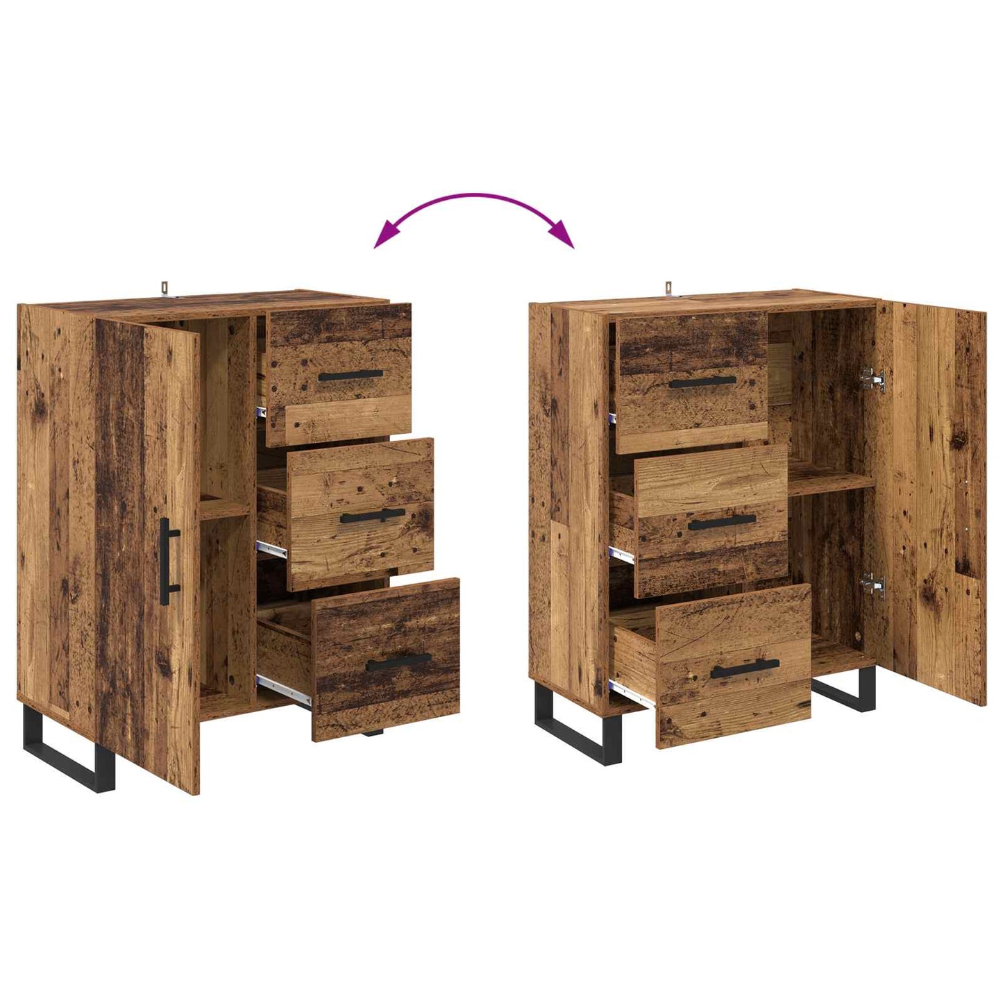 Sideboard Gammelt træ 69,5 x 34 x 90 cm Ingeniørt træ og jern