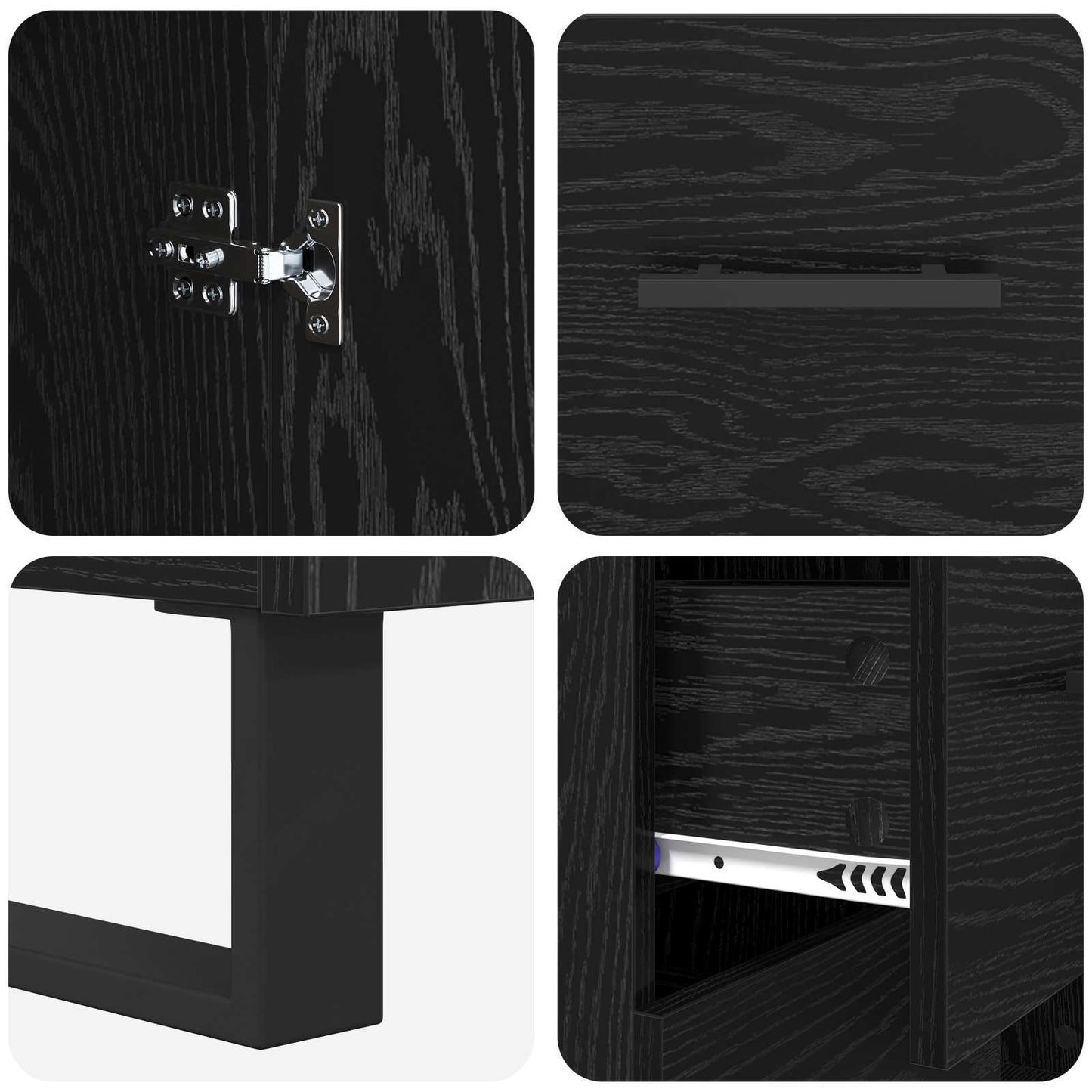 Sideboard Sort eg 69,5 x 34 x 90 cm Ingeniørt træ og jern