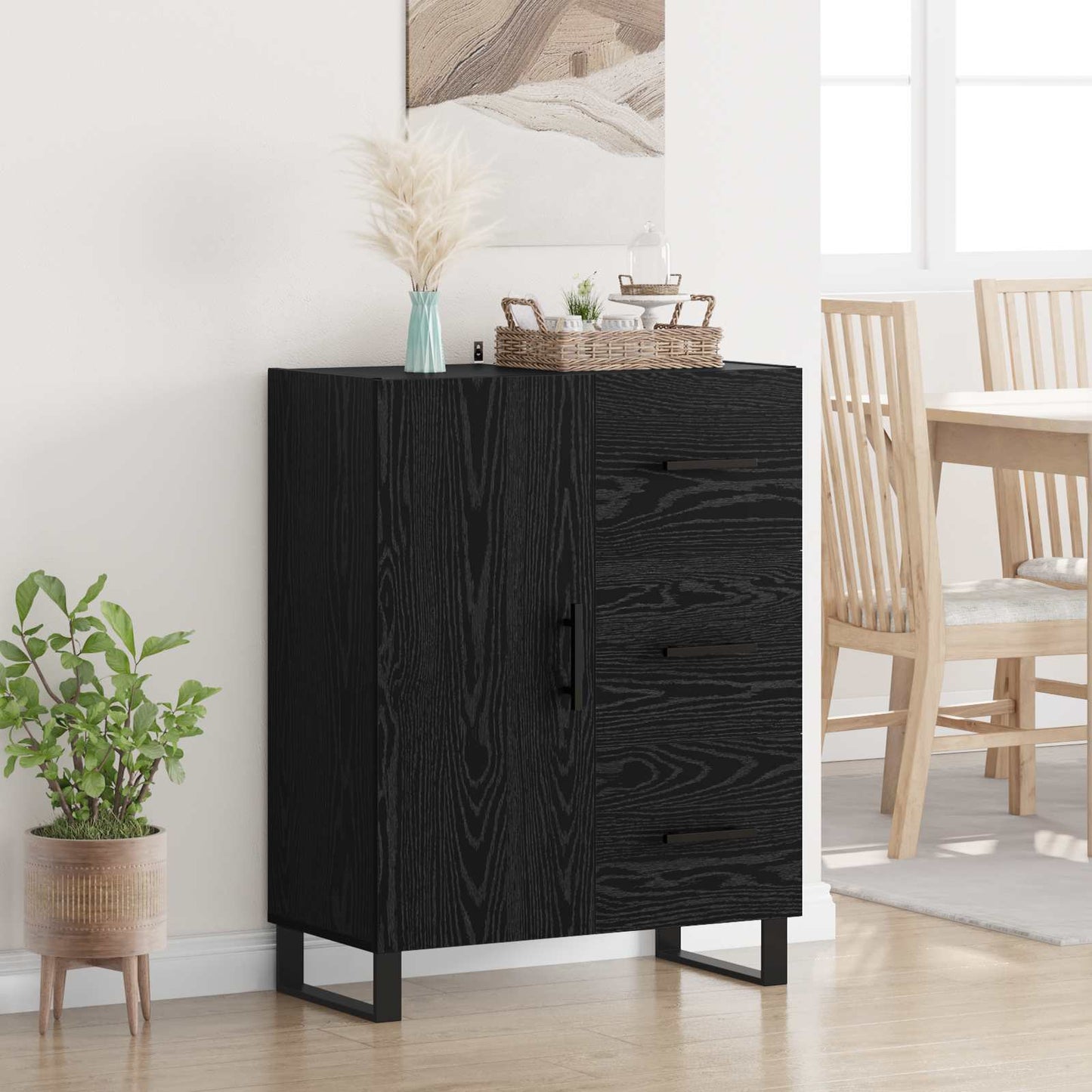 Sideboard Sort eg 69,5 x 34 x 90 cm Ingeniørt træ og jern