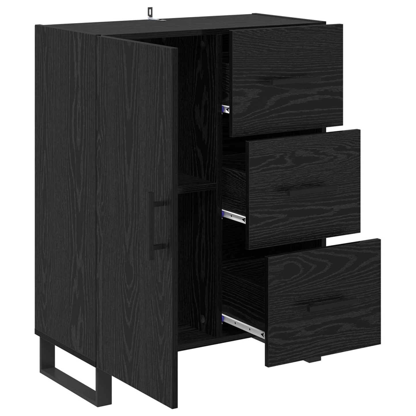 Sideboard Sort eg 69,5 x 34 x 90 cm Ingeniørt træ og jern