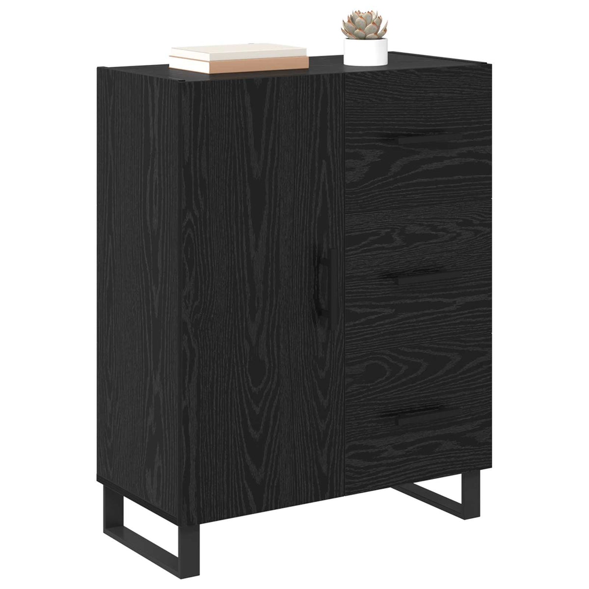 Sideboard Sort eg 69,5 x 34 x 90 cm Ingeniørt træ og jern