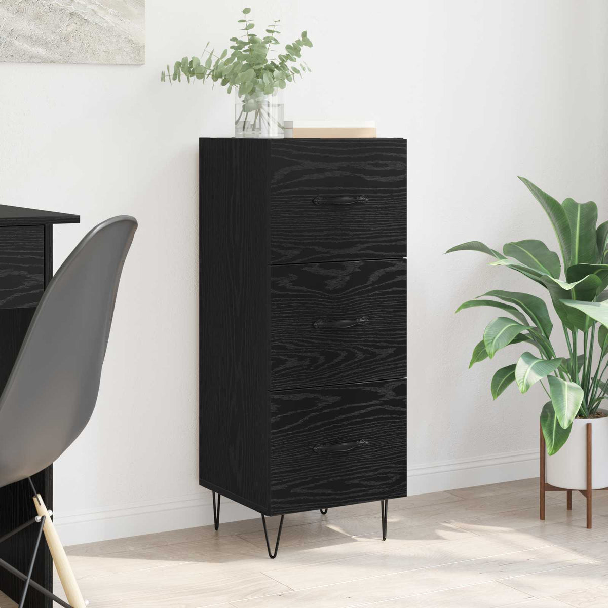 Sideboard Sort eg 34 x 34,5 x 90 cm Konstrueret træ
