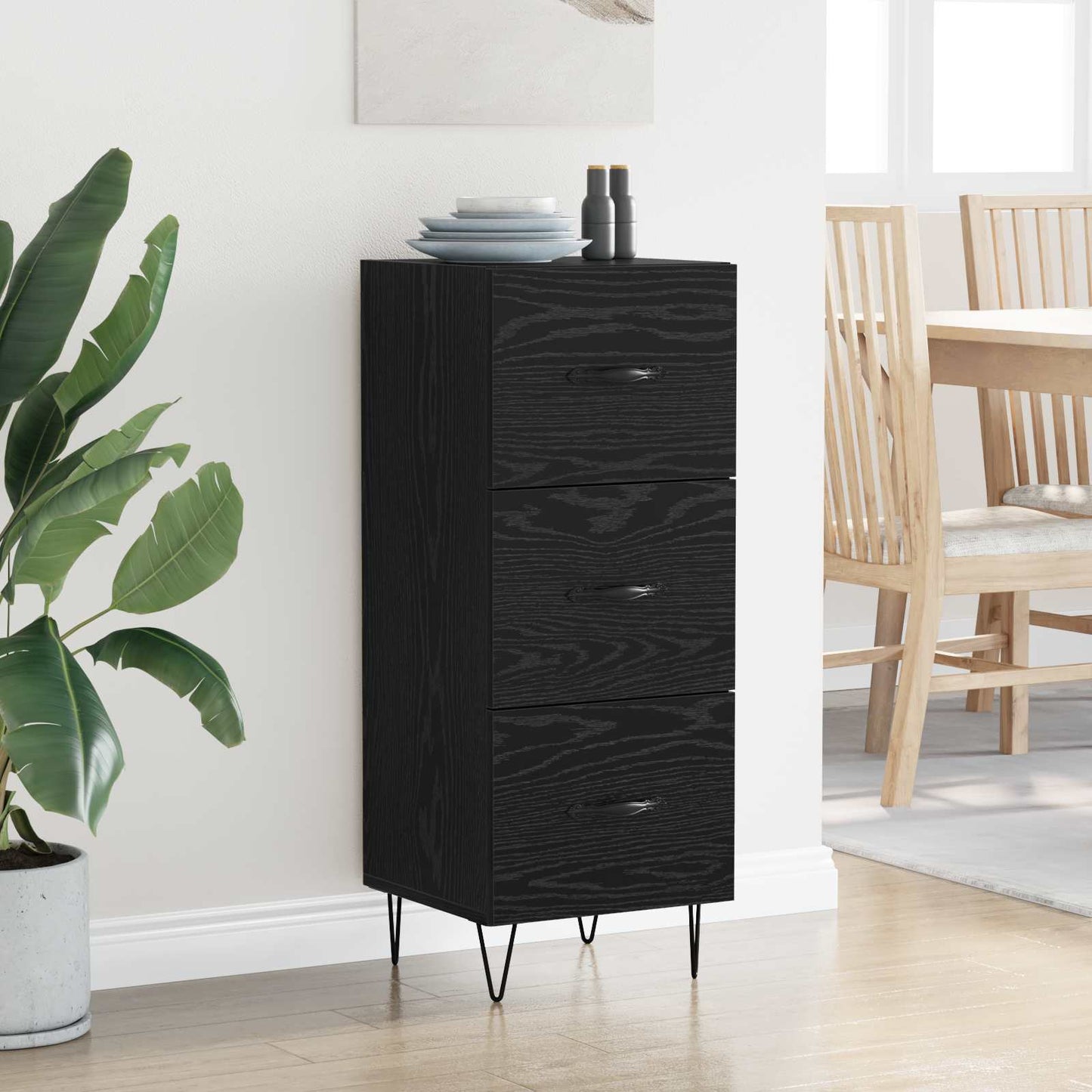 Sideboard Sort eg 34 x 34,5 x 90 cm Konstrueret træ