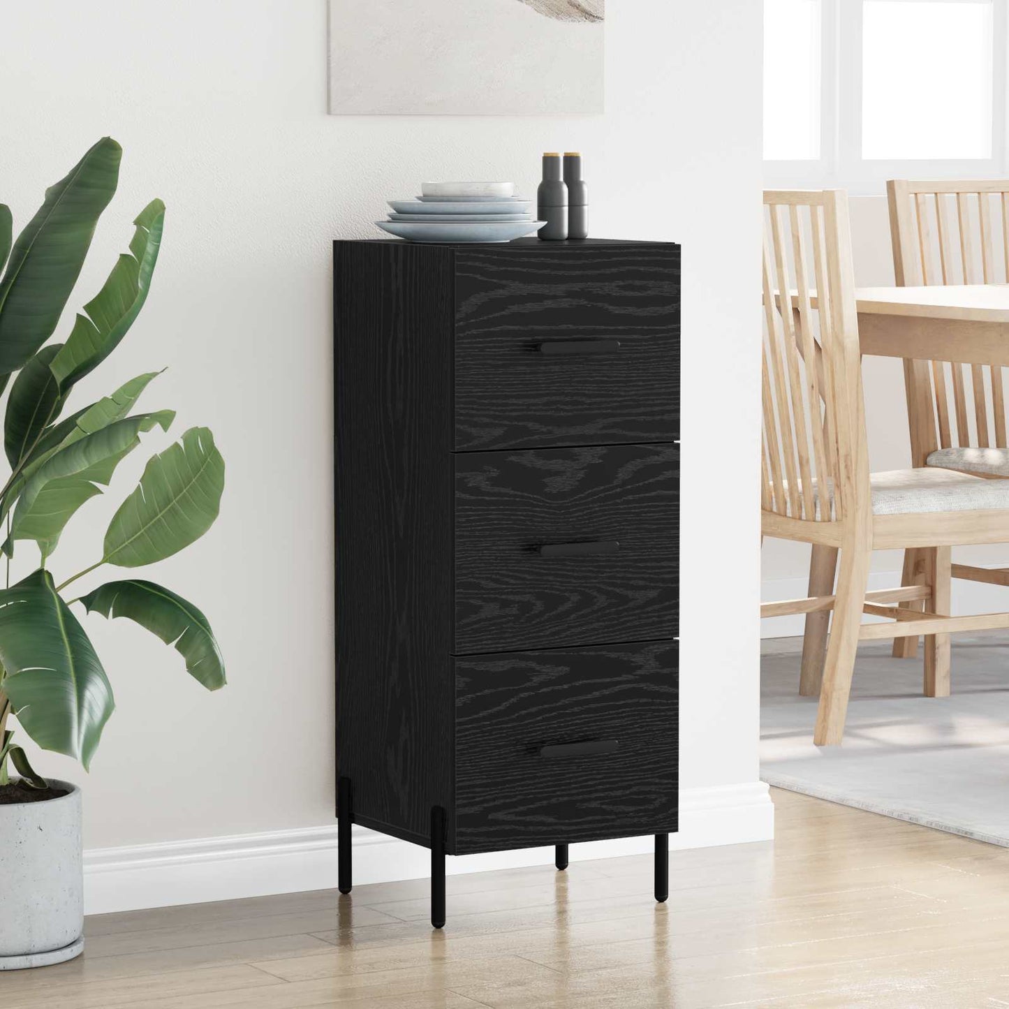 Sideboard Sort eg 34 x 34.5 x 90 cm Konstrueret træ