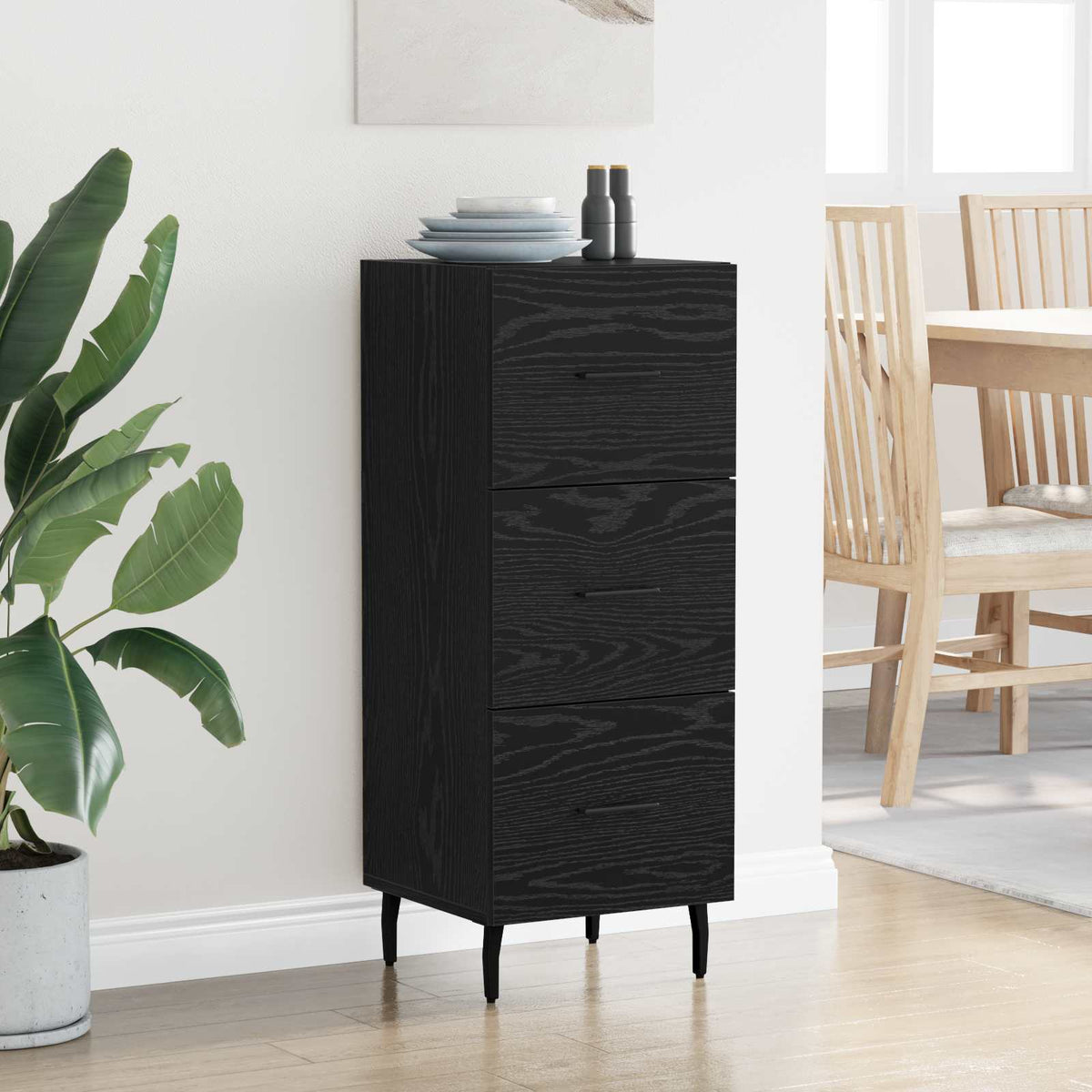Sideboard Sort eg 34 x 34.5 x 90 cm Konstrueret træ