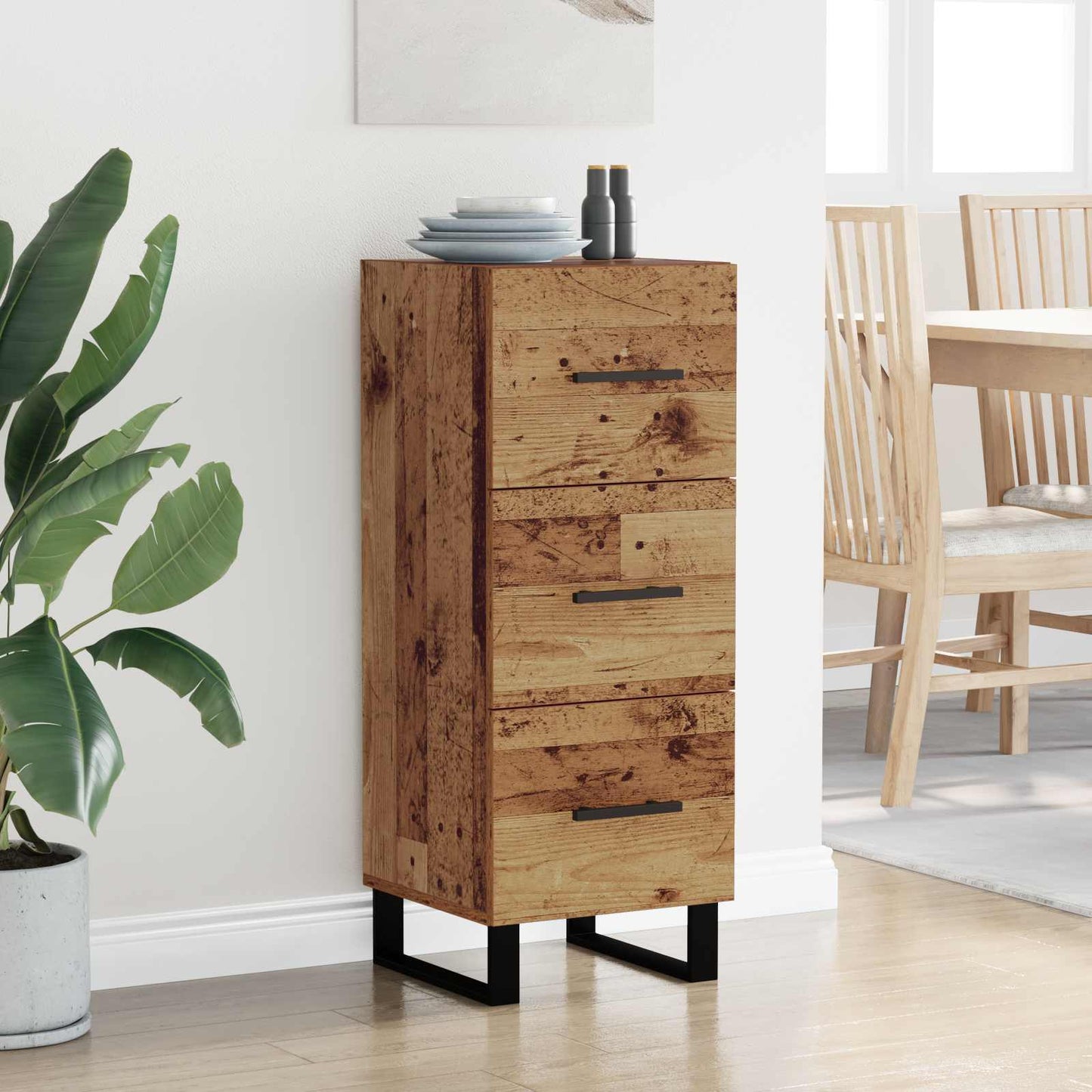 Sideboard Gammelt træ 34,5 x 34 x 90 cm Ingeniørt træ og jern