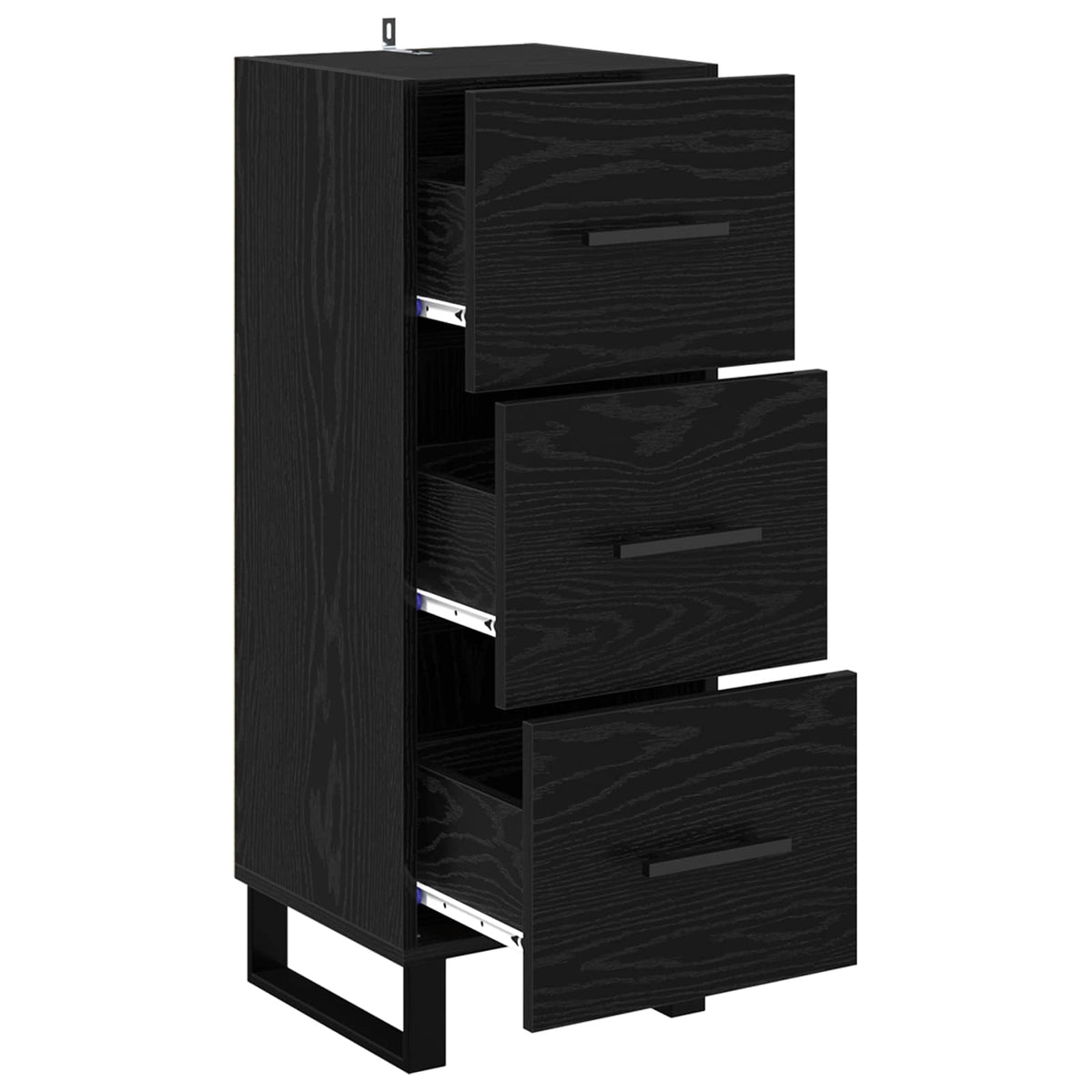 Sideboard Sort eg 34,5 x 34 x 90 cm Ingeniørt træ og jern