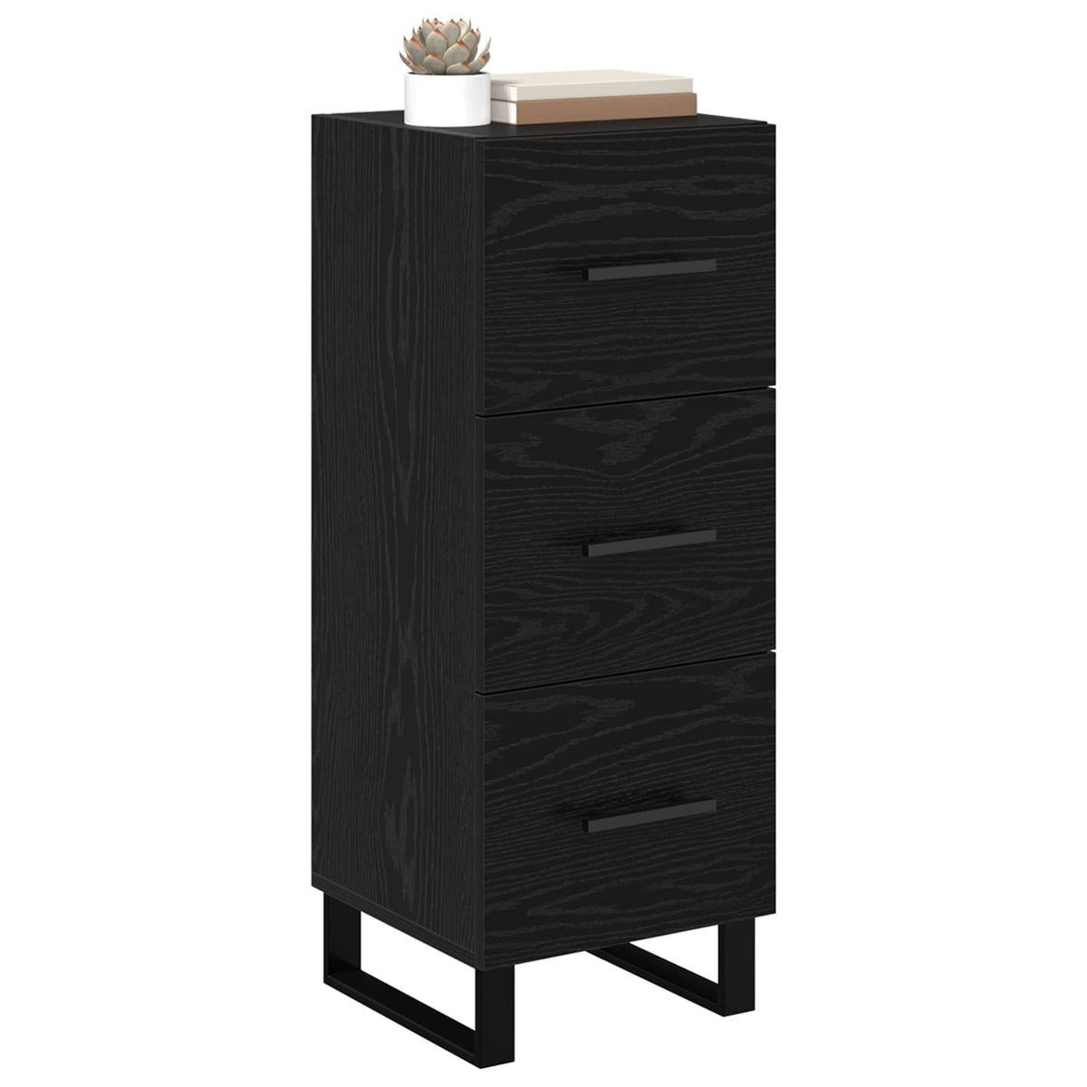 Sideboard Sort eg 34,5 x 34 x 90 cm Ingeniørt træ og jern