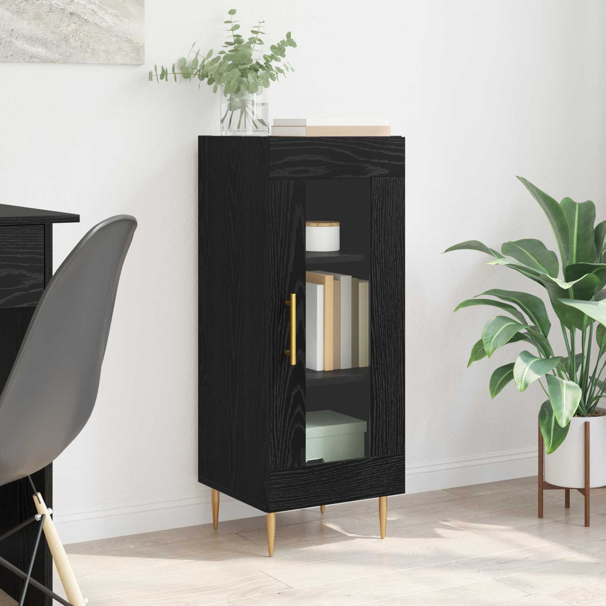 Sideboard Sort eg 34 x 34.5 x 90 cm Konstrueret træ