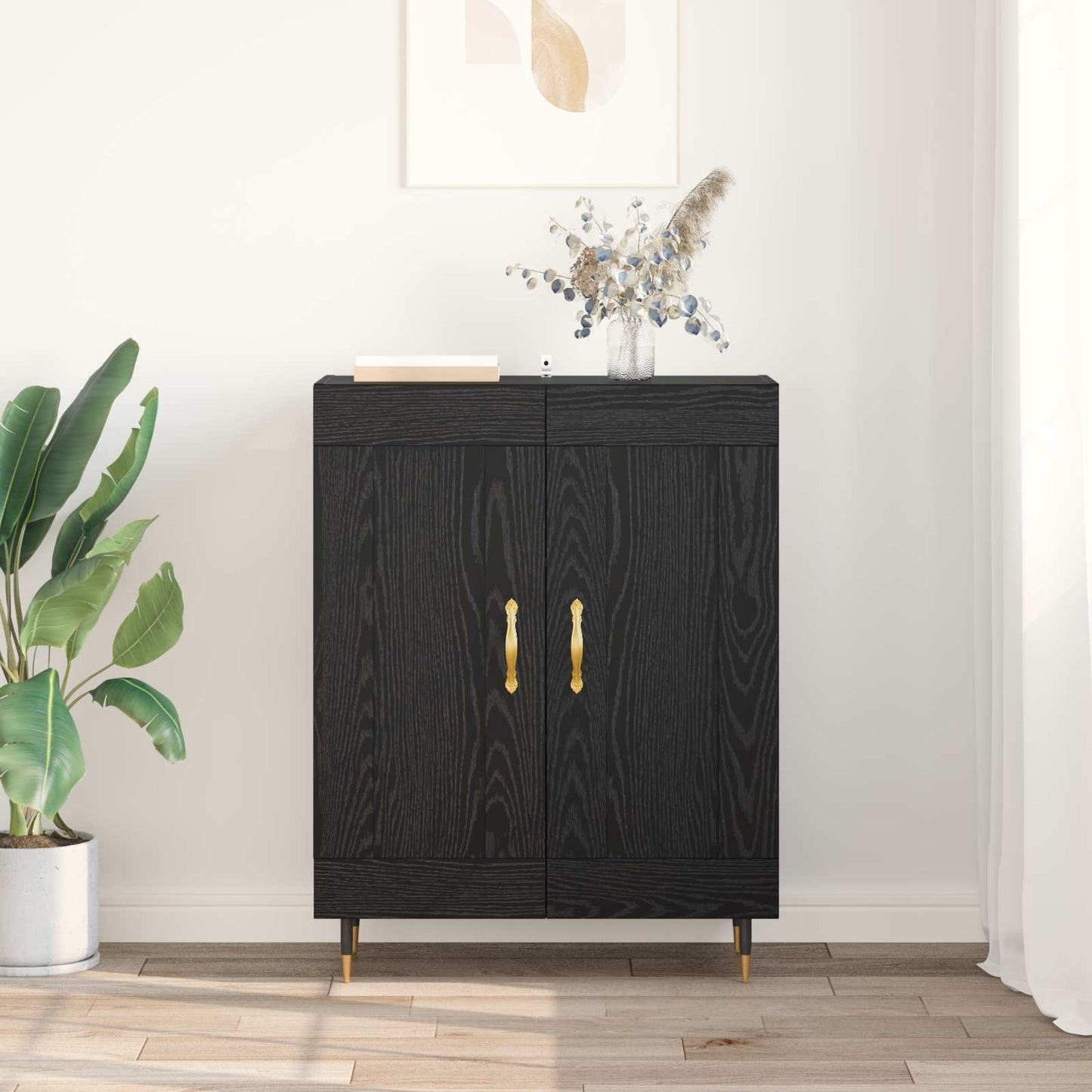 Sideboard Sort eg 69,5 x 34 x 90 cm Konstrueret træ