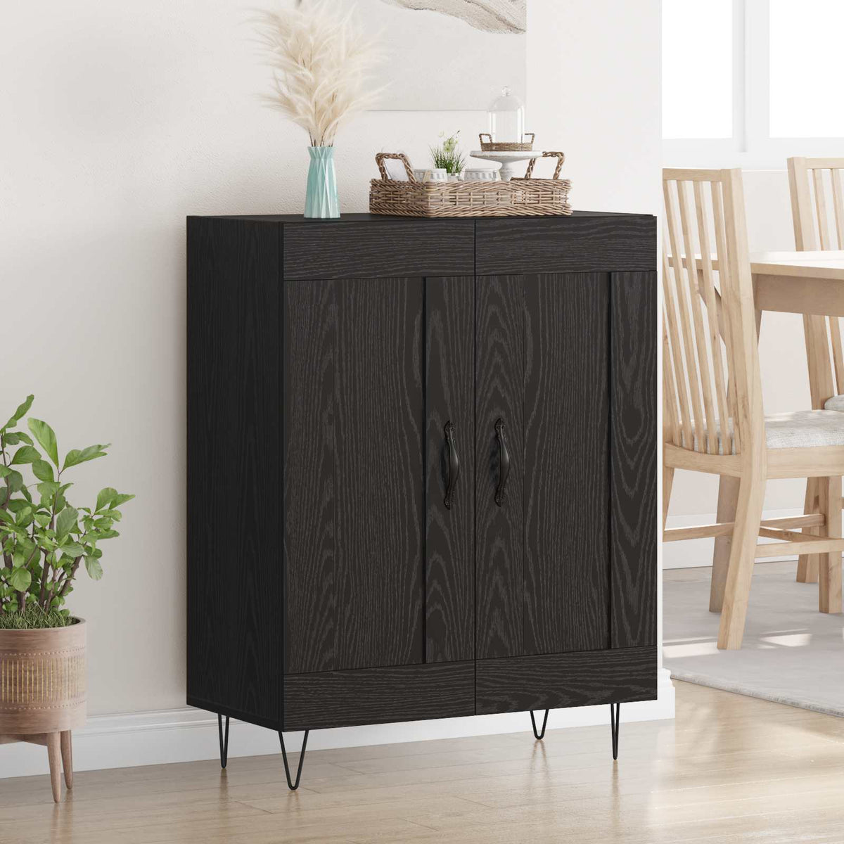 Sideboard Sort eg 69,5 x 34 x 90 cm Ingeniørt træ og jern