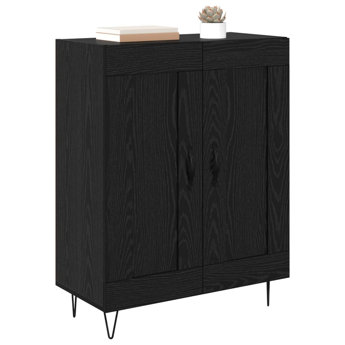Sideboard Sort eg 69,5 x 34 x 90 cm Ingeniørt træ og jern