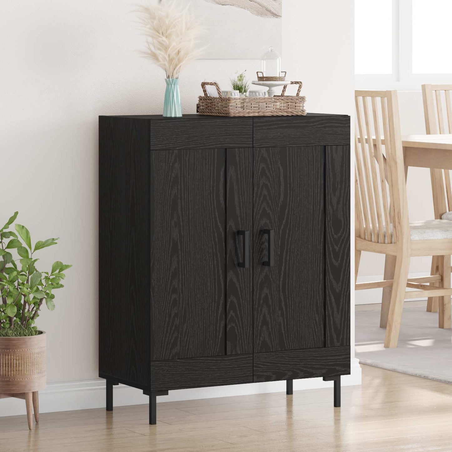 Sideboard Sort eg 69,5 x 34 x 90 cm Ingeniørt træ og jern