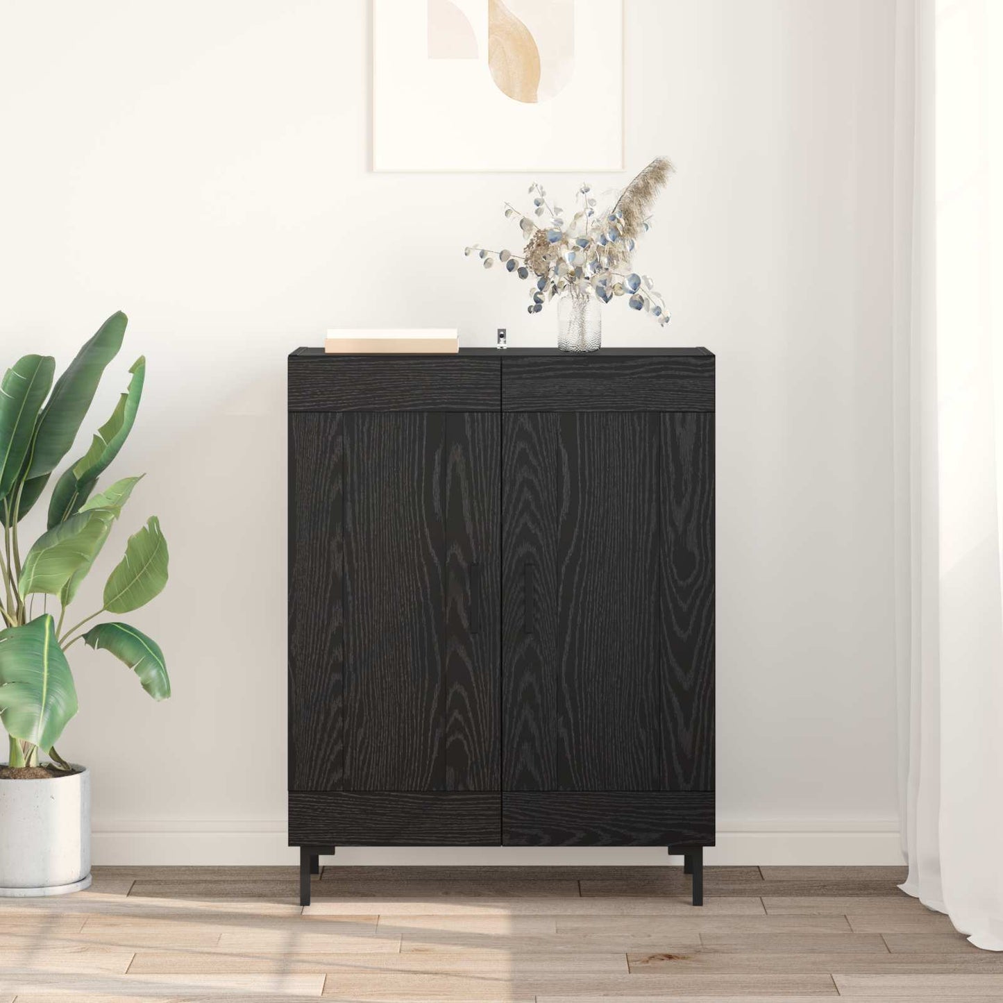 Sideboard Sort eg 69,5 x 34 x 90 cm Ingeniørt træ og jern