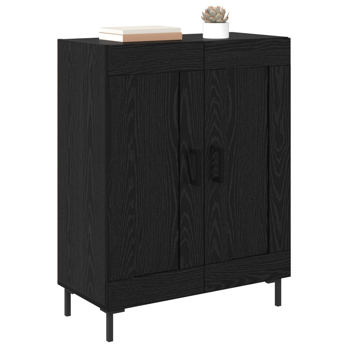 Sideboard Sort eg 69,5 x 34 x 90 cm Ingeniørt træ og jern