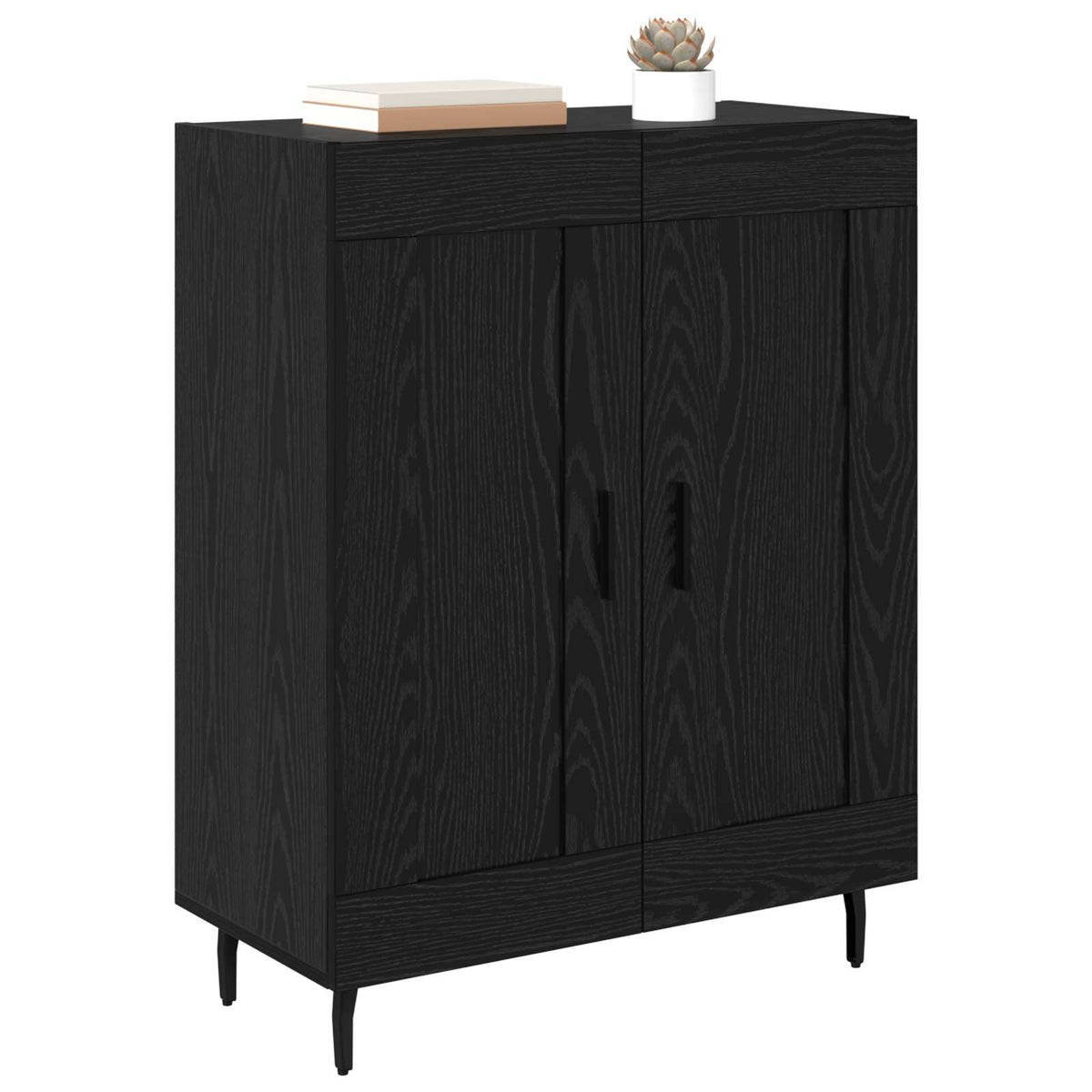 Sideboard Sort eg 69,5 x 34 x 90 cm Ingeniørt træ og jern