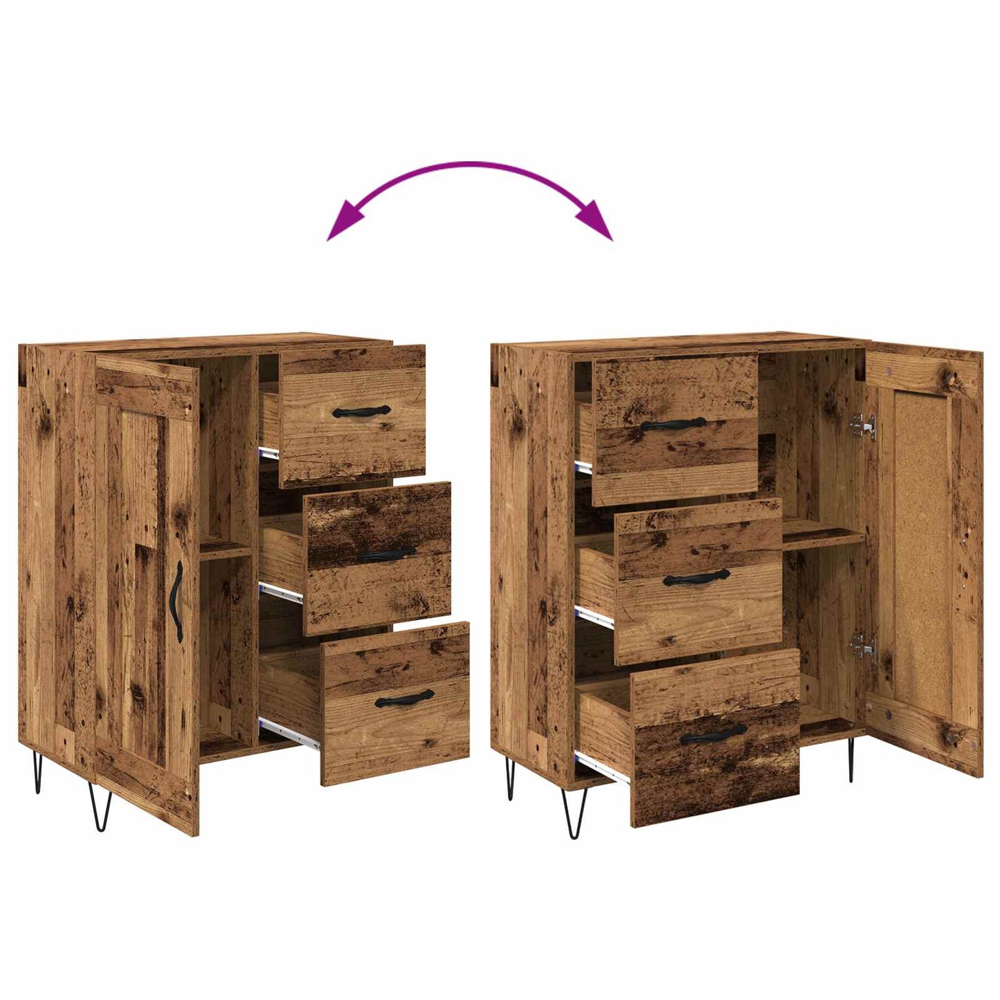 Sideboard Gammelt træ 69,5 x 34 x 90 cm Konstrueret træ