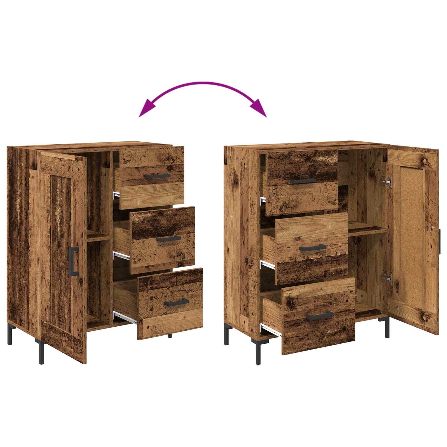 Sideboard Gammelt træ 69.5 x 34 x 90 cm Konstrueret træ