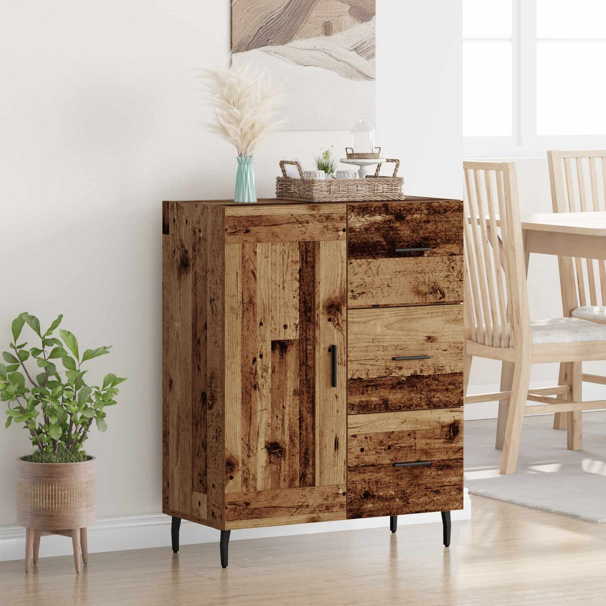 Sideboard Gammelt træ 69,5 x 34 x 90 cm Ingeniørt træ og jern