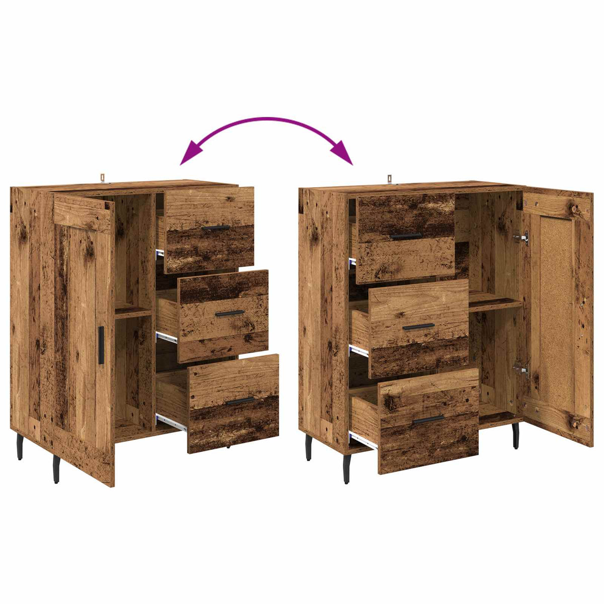 Sideboard Gammelt træ 69,5 x 34 x 90 cm Ingeniørt træ og jern