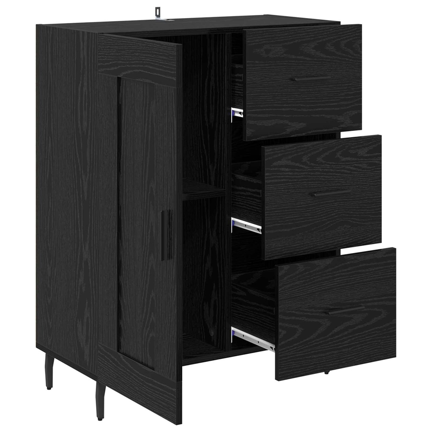 Sideboard Sort eg 69,5 x 34 x 90 cm Ingeniørt træ og jern
