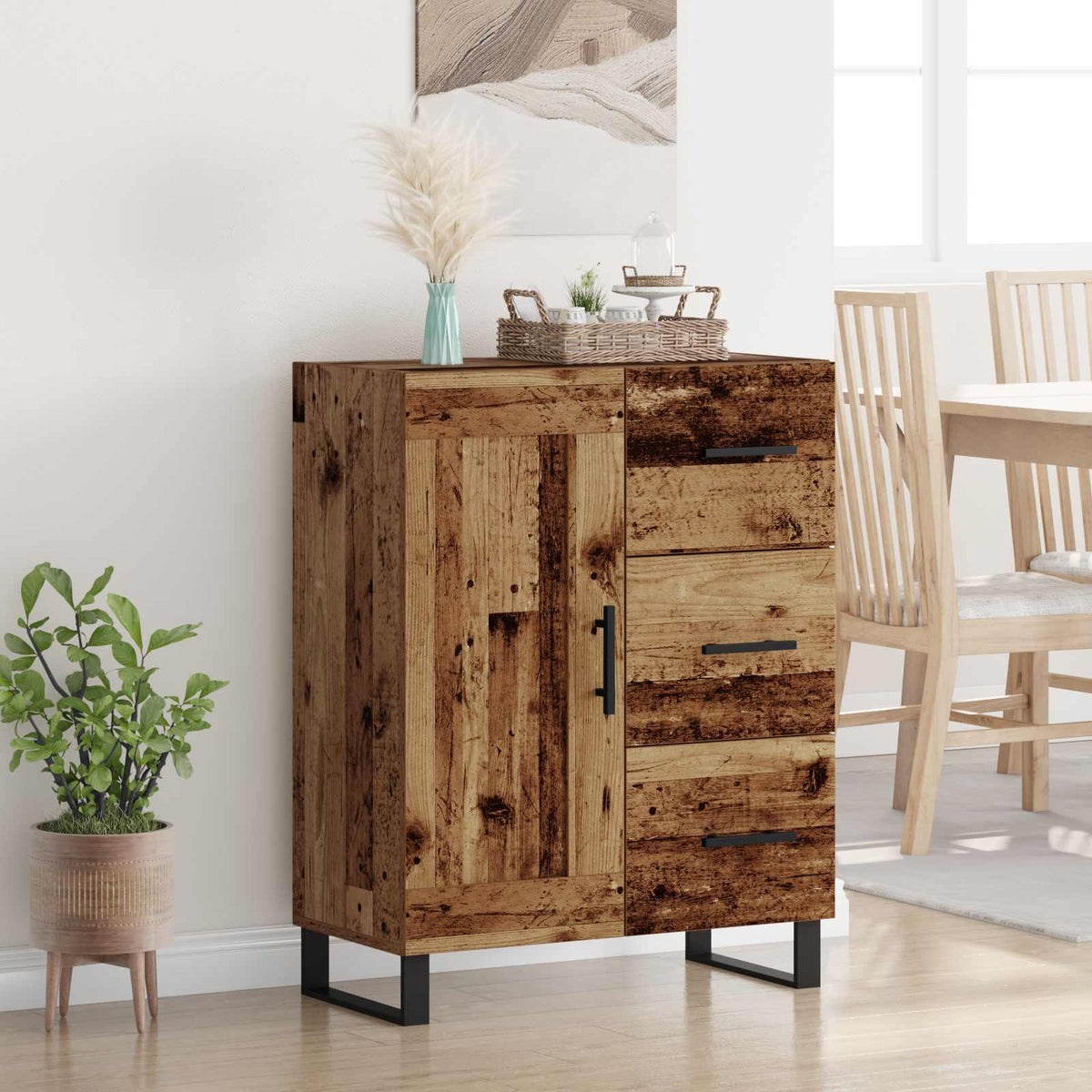 Sideboard Gammelt træ 69,5 x 34 x 90 cm Ingeniørt træ og jern