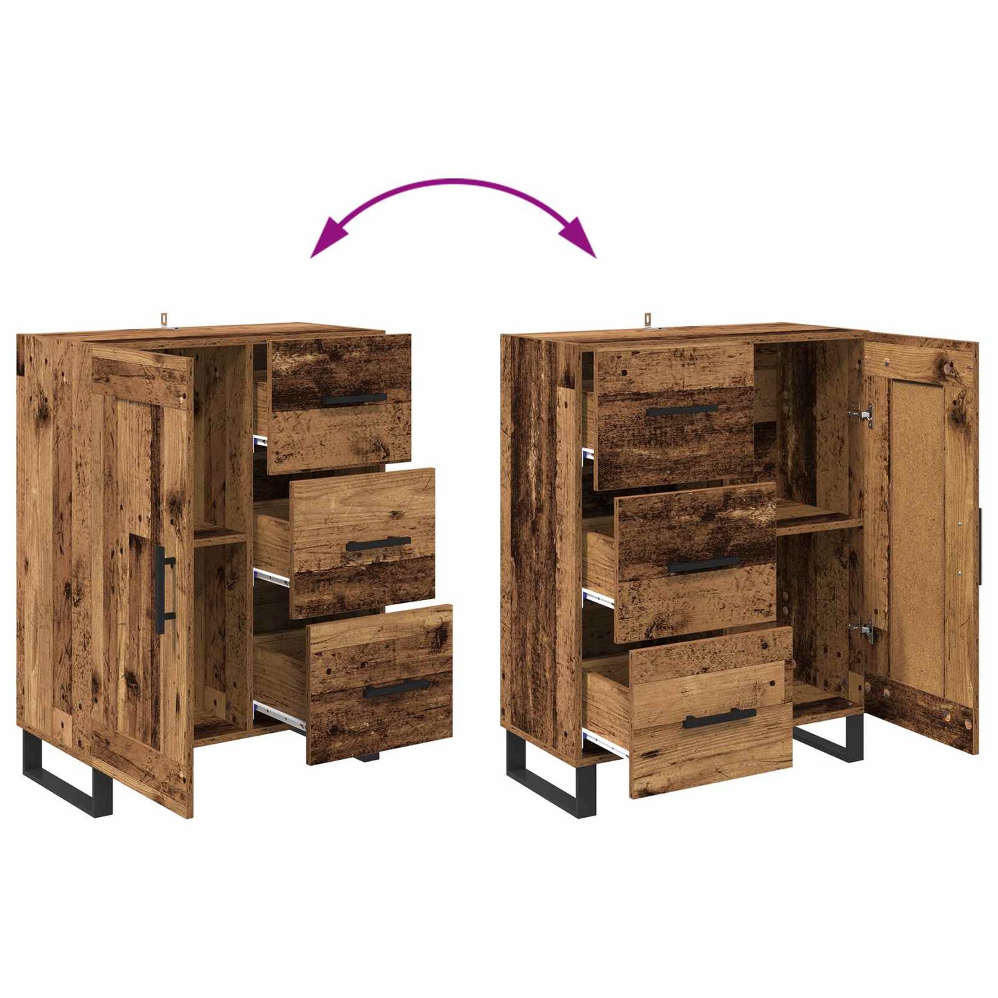 Sideboard Gammelt træ 69,5 x 34 x 90 cm Ingeniørt træ og jern
